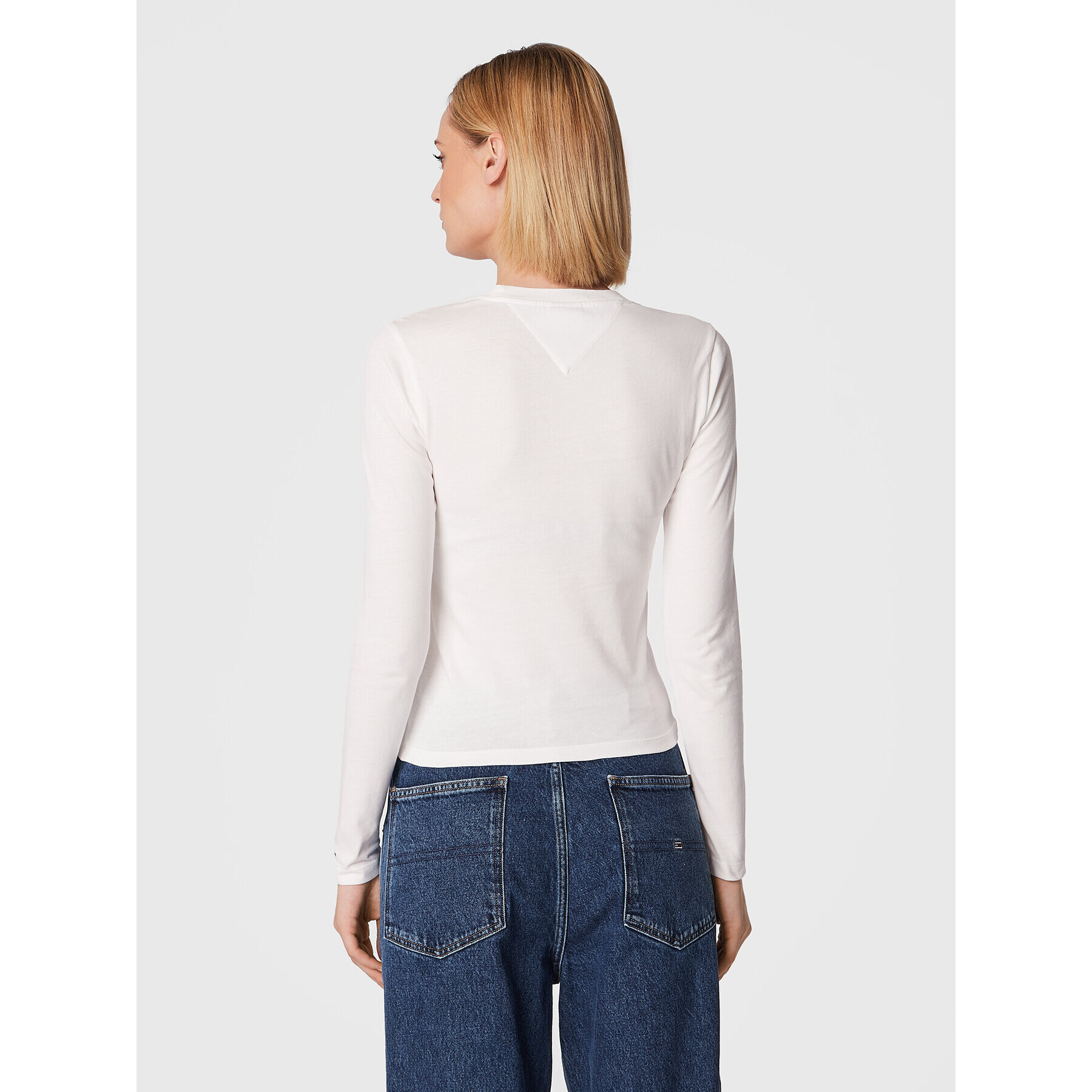 Tommy Jeans Блуза Baby Serif Linear DW0DW14363 Бял Regular Fit - Pepit.bg