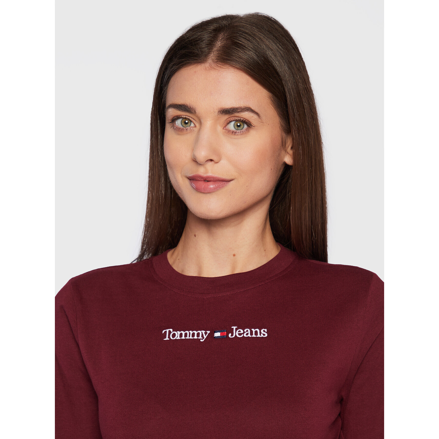 Tommy Jeans Блуза Baby Serif Linear DW0DW14363 Бордо Regular Fit - Pepit.bg