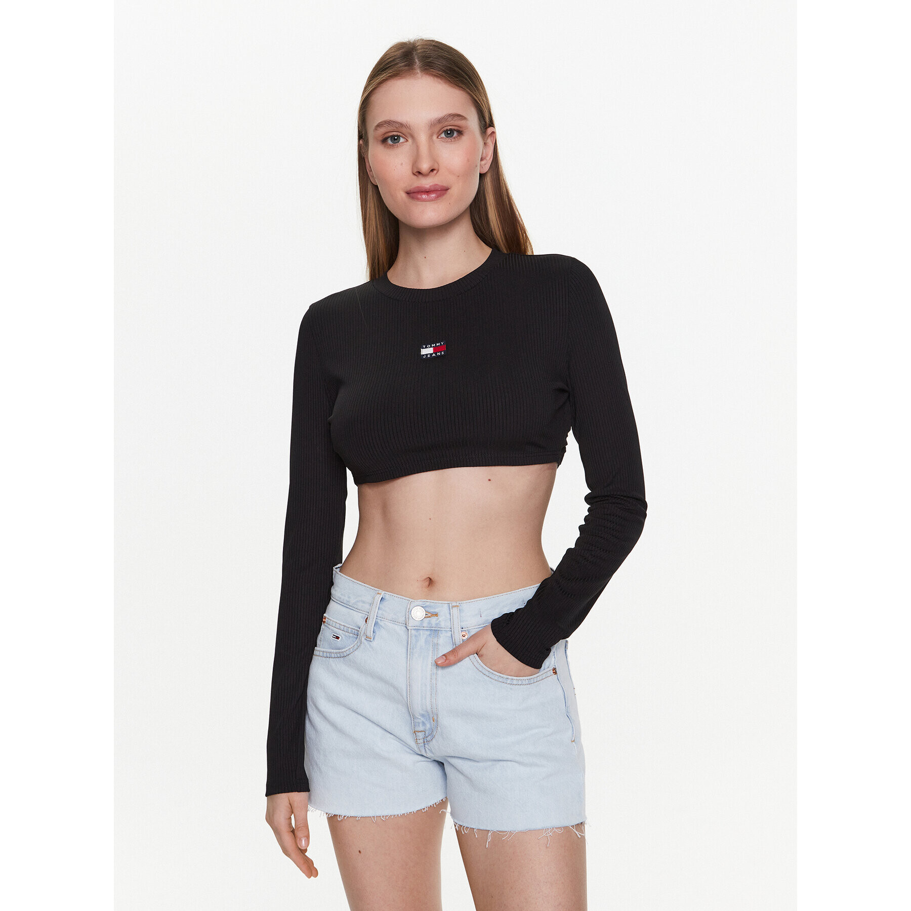 Tommy Jeans Блуза Badge DW0DW15306 Черен Regular Fit - Pepit.bg