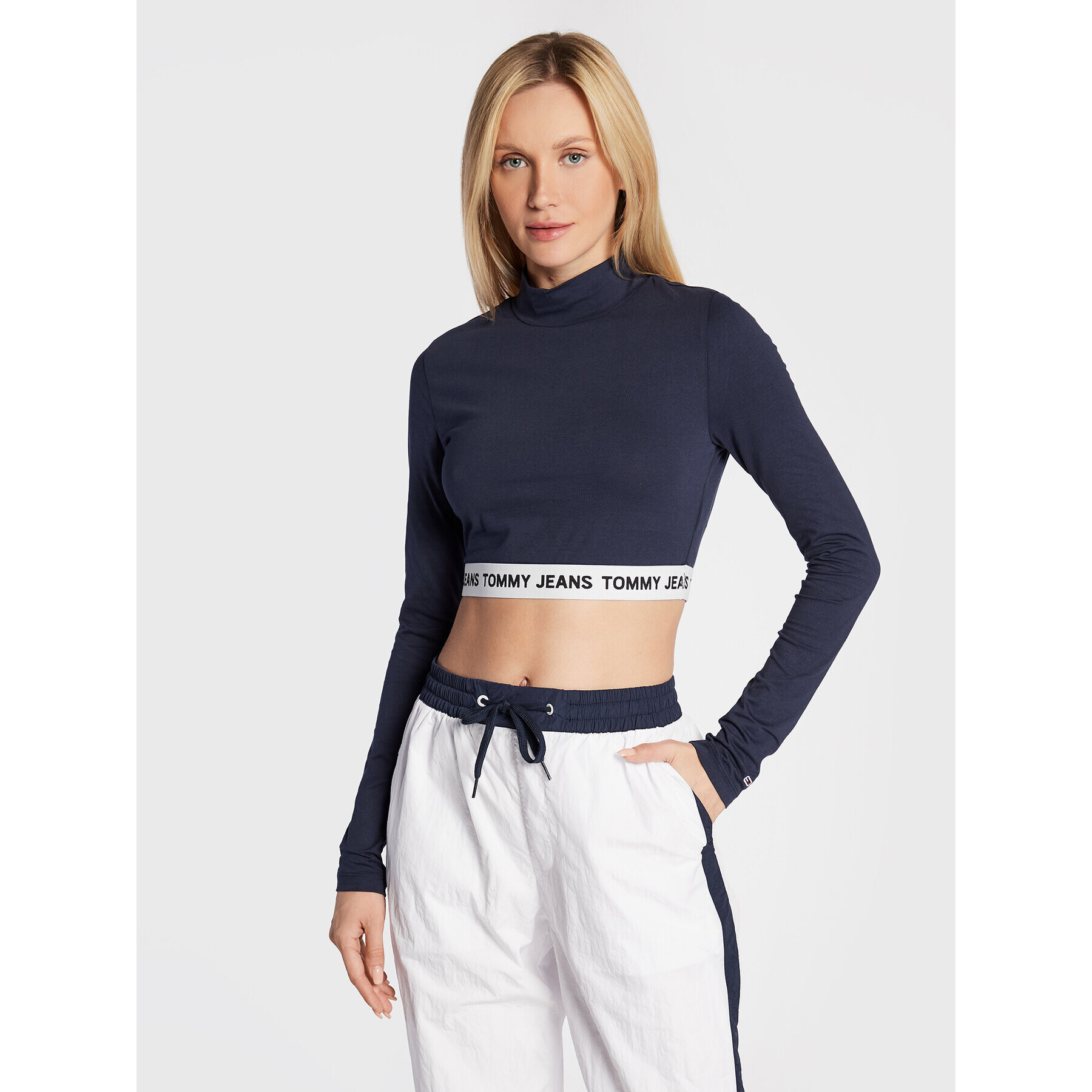 Tommy Jeans Блуза Crop Logo DW0DW13495 Тъмносин Regular Fit - Pepit.bg