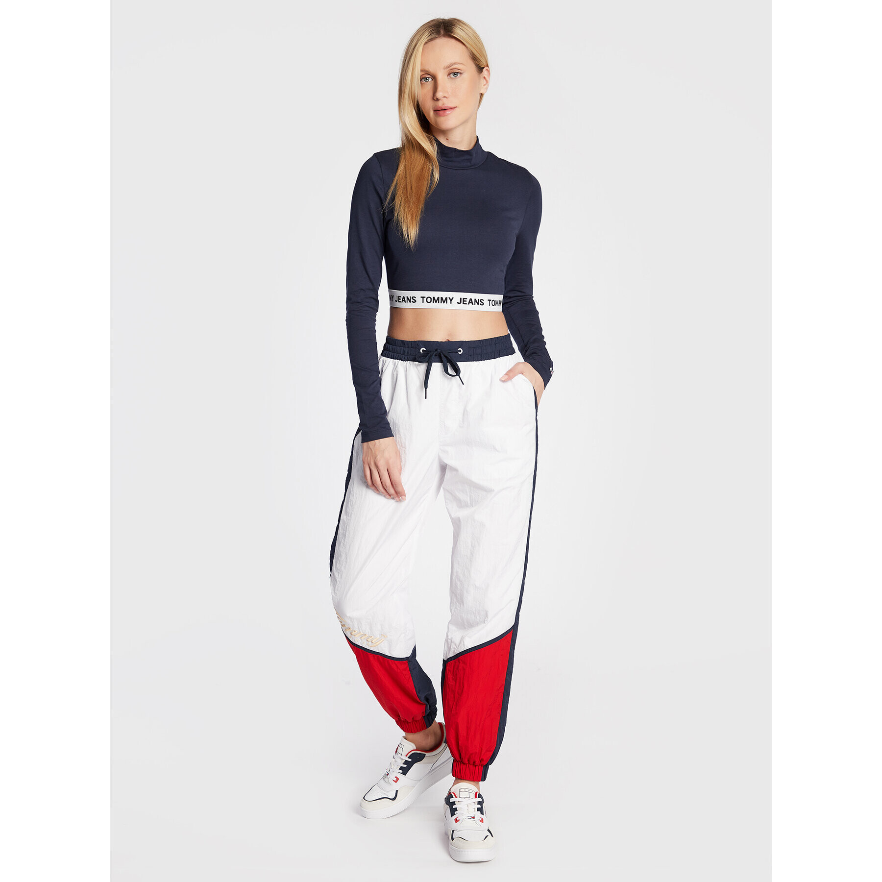 Tommy Jeans Блуза Crop Logo DW0DW13495 Тъмносин Regular Fit - Pepit.bg