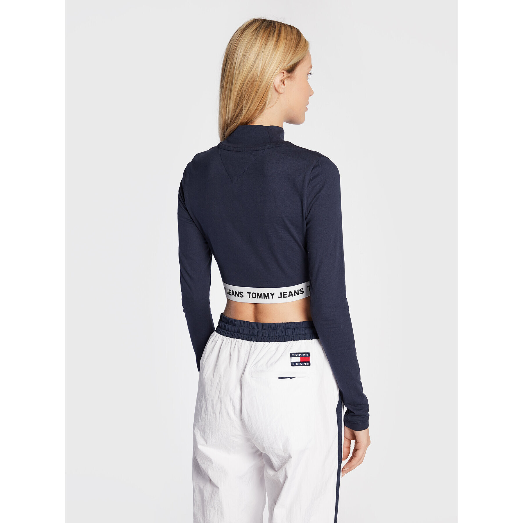 Tommy Jeans Блуза Crop Logo DW0DW13495 Тъмносин Regular Fit - Pepit.bg