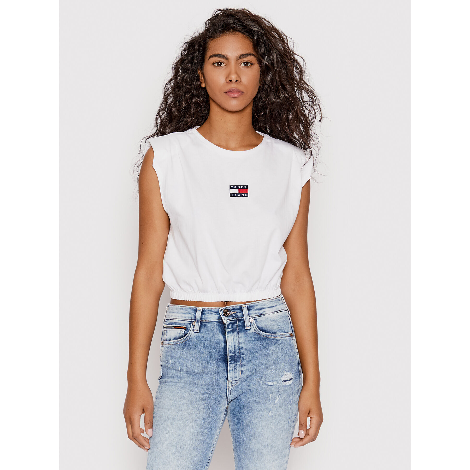 Tommy Jeans Блуза DW0DW12609 Бял Cropped Fit - Pepit.bg