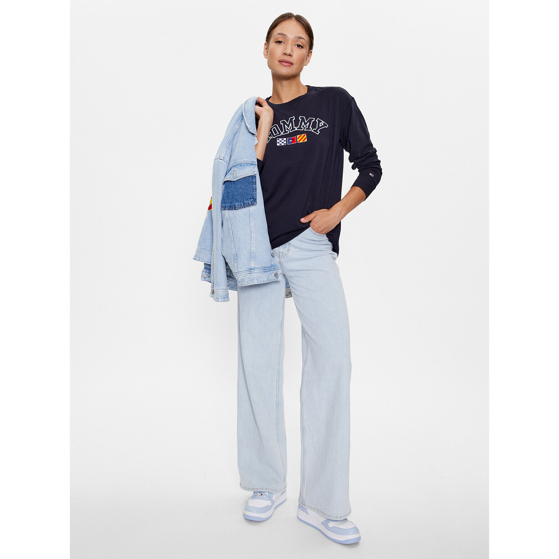 Tommy Jeans Блуза DW0DW16168 Тъмносин Oversize - Pepit.bg