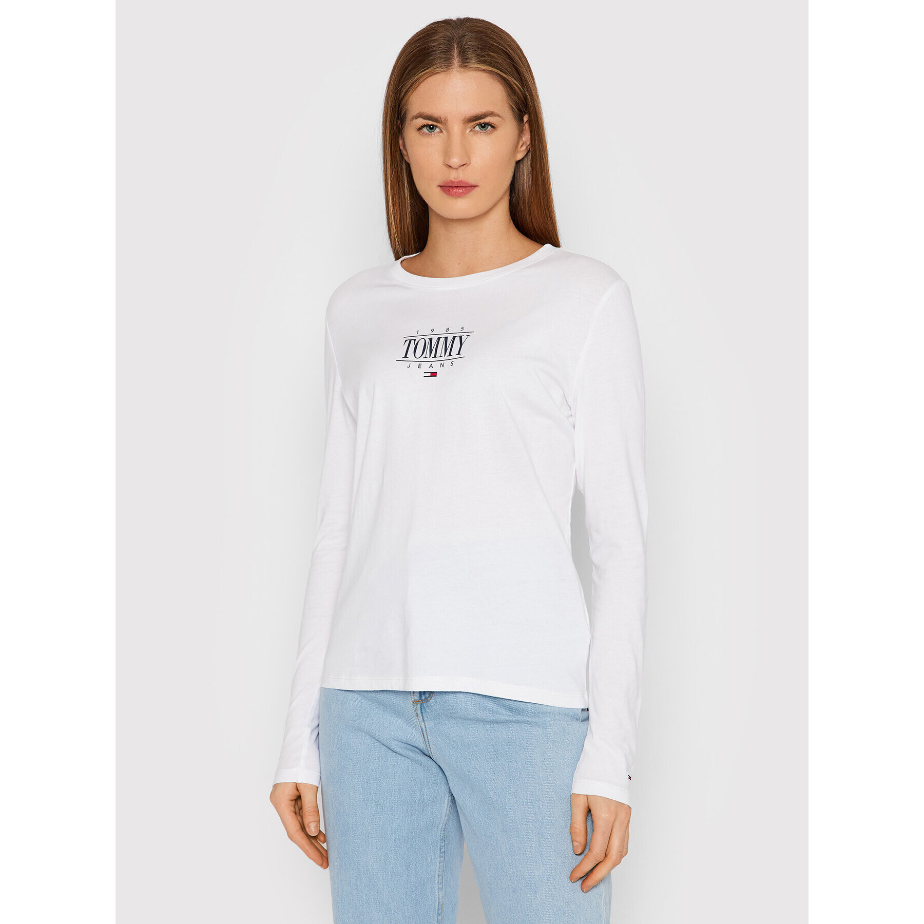 Tommy Jeans Блуза Essential DW0DW11237 Бял Slim Fit - Pepit.bg