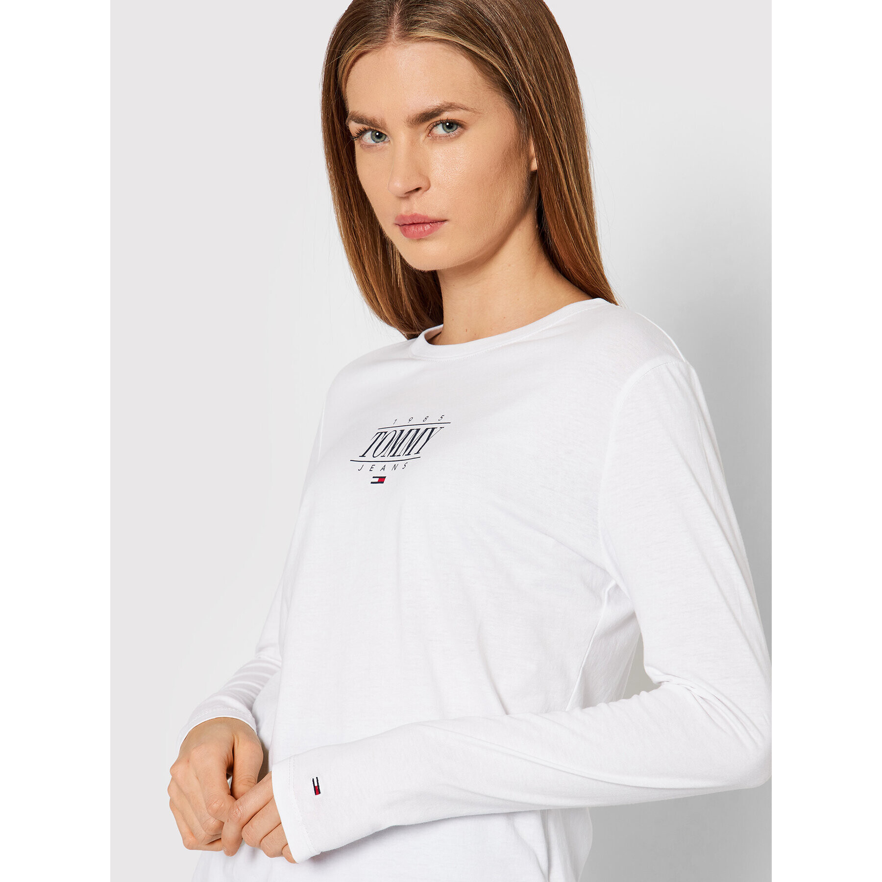 Tommy Jeans Блуза Essential DW0DW11237 Бял Slim Fit - Pepit.bg