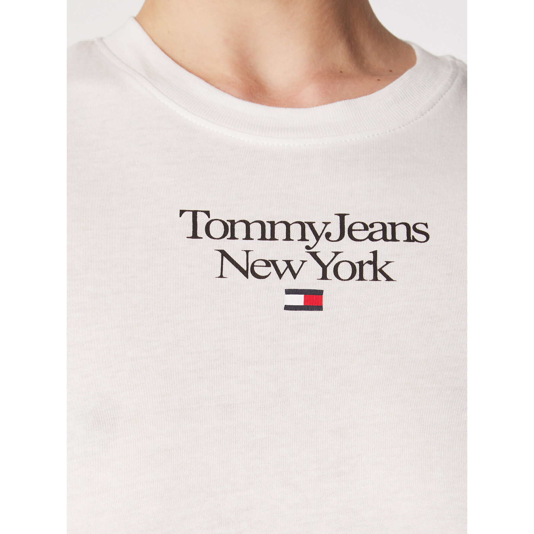 Tommy Jeans Блуза Essential Logo DW0DW14900 Бял Slim Fit - Pepit.bg