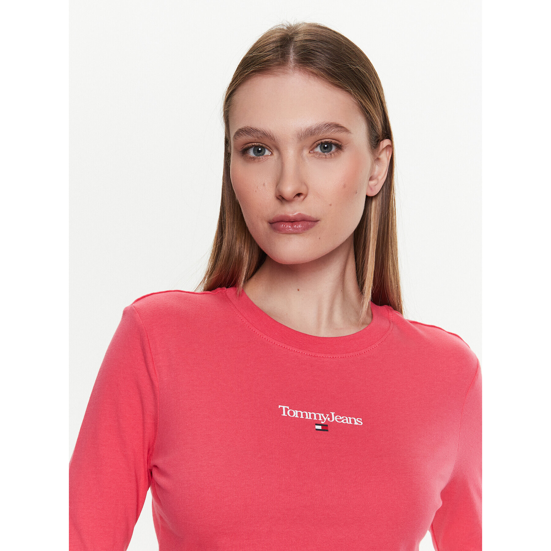 Tommy Jeans Блуза Essential Logo DW0DW15443 Розов Cropped Fit - Pepit.bg