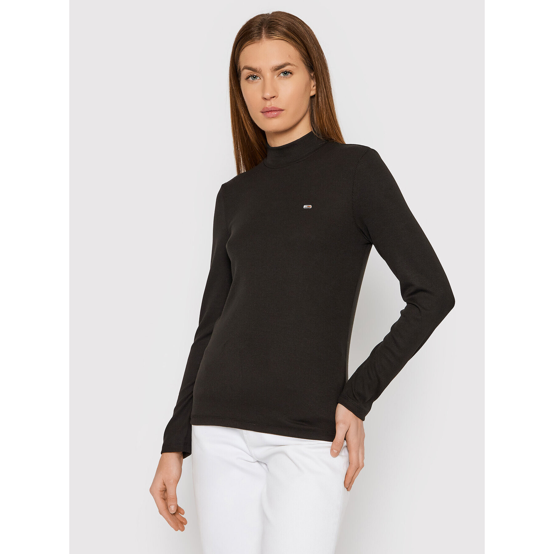 Tommy Jeans Блуза Rib DW0DW12014 Черен Slim Fit - Pepit.bg