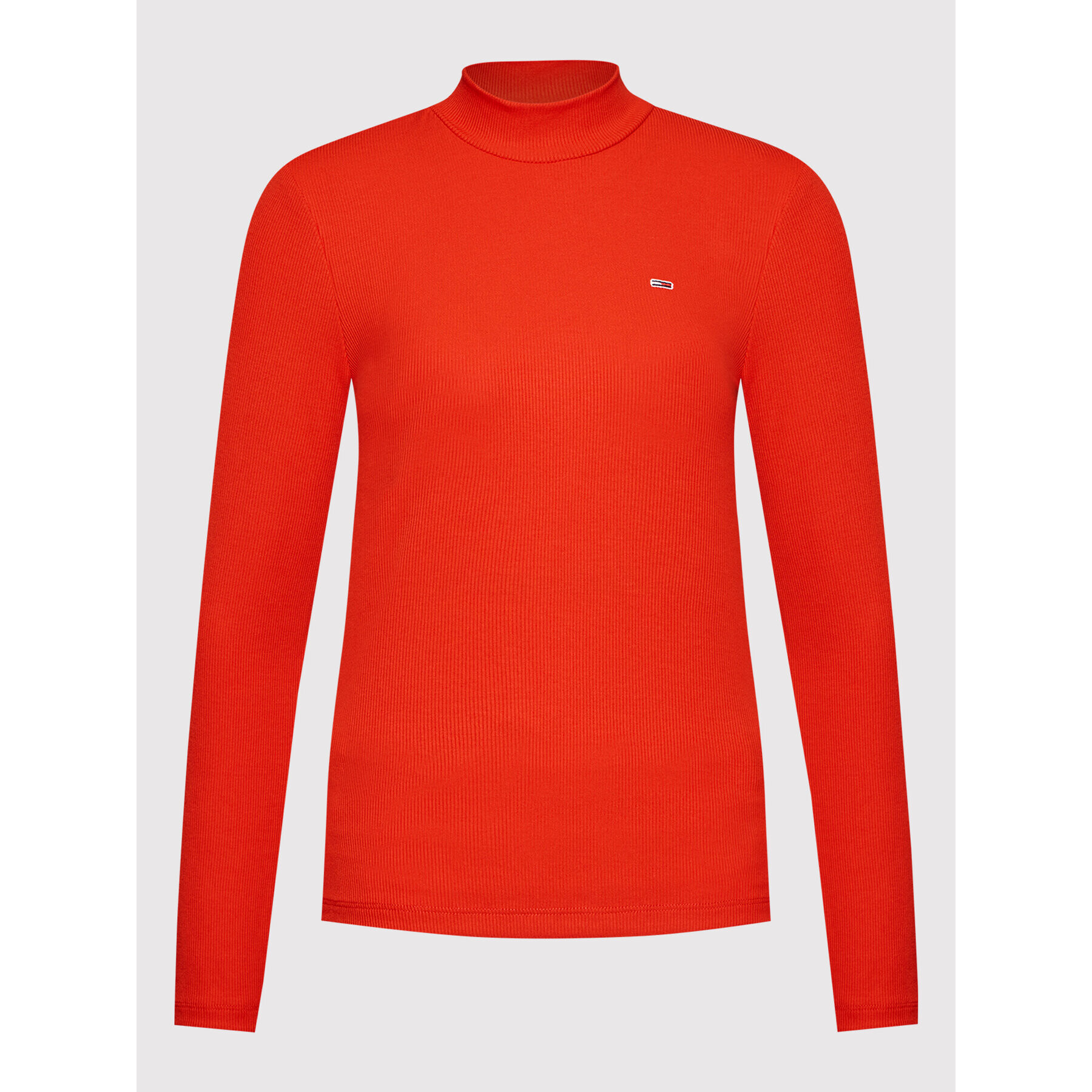 Tommy Jeans Блуза Rib Mock Neck DW0DW12014 Червен Slim Fit - Pepit.bg