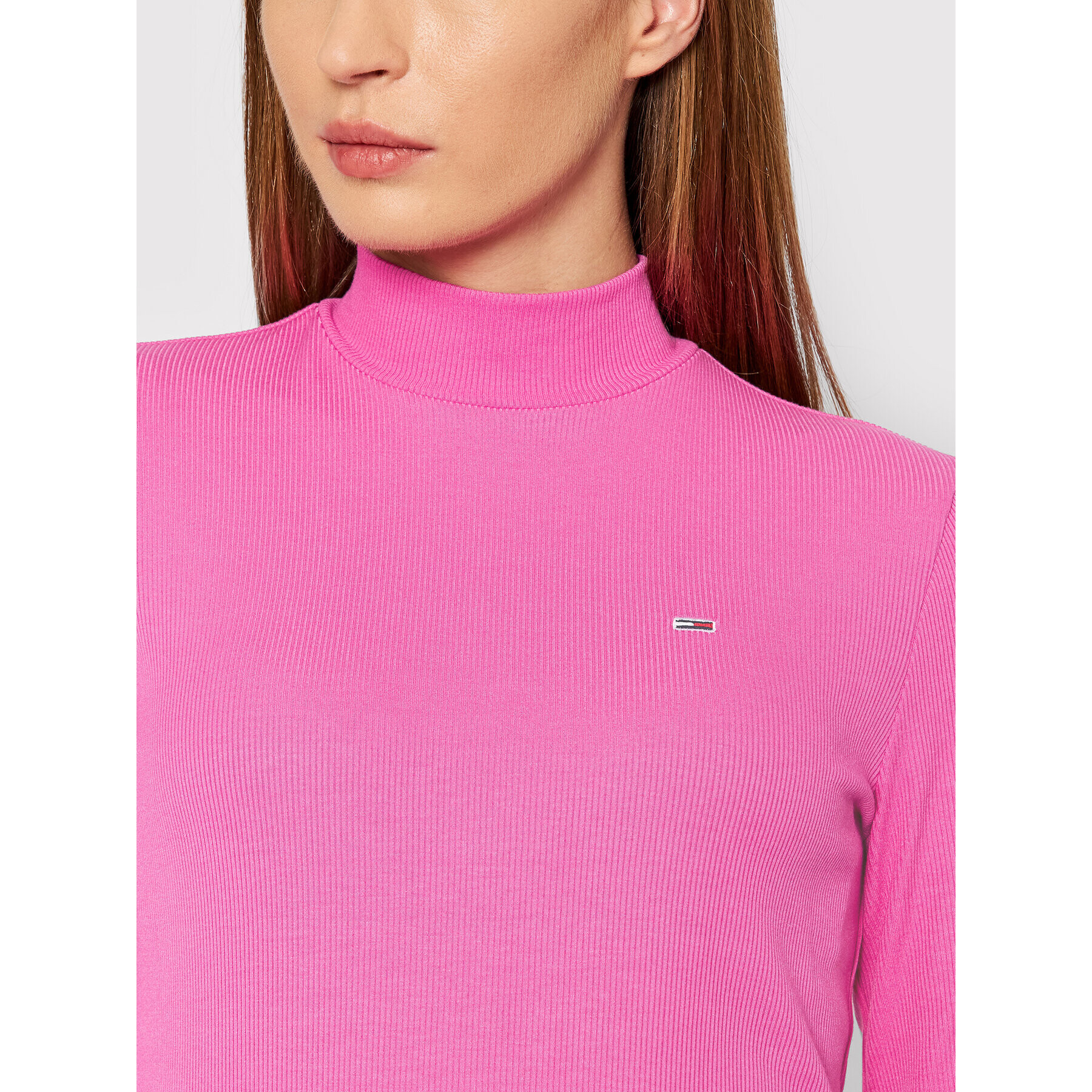 Tommy Jeans Блуза Rib Mock Neck DW0DW12014 Розов Slim Fit - Pepit.bg