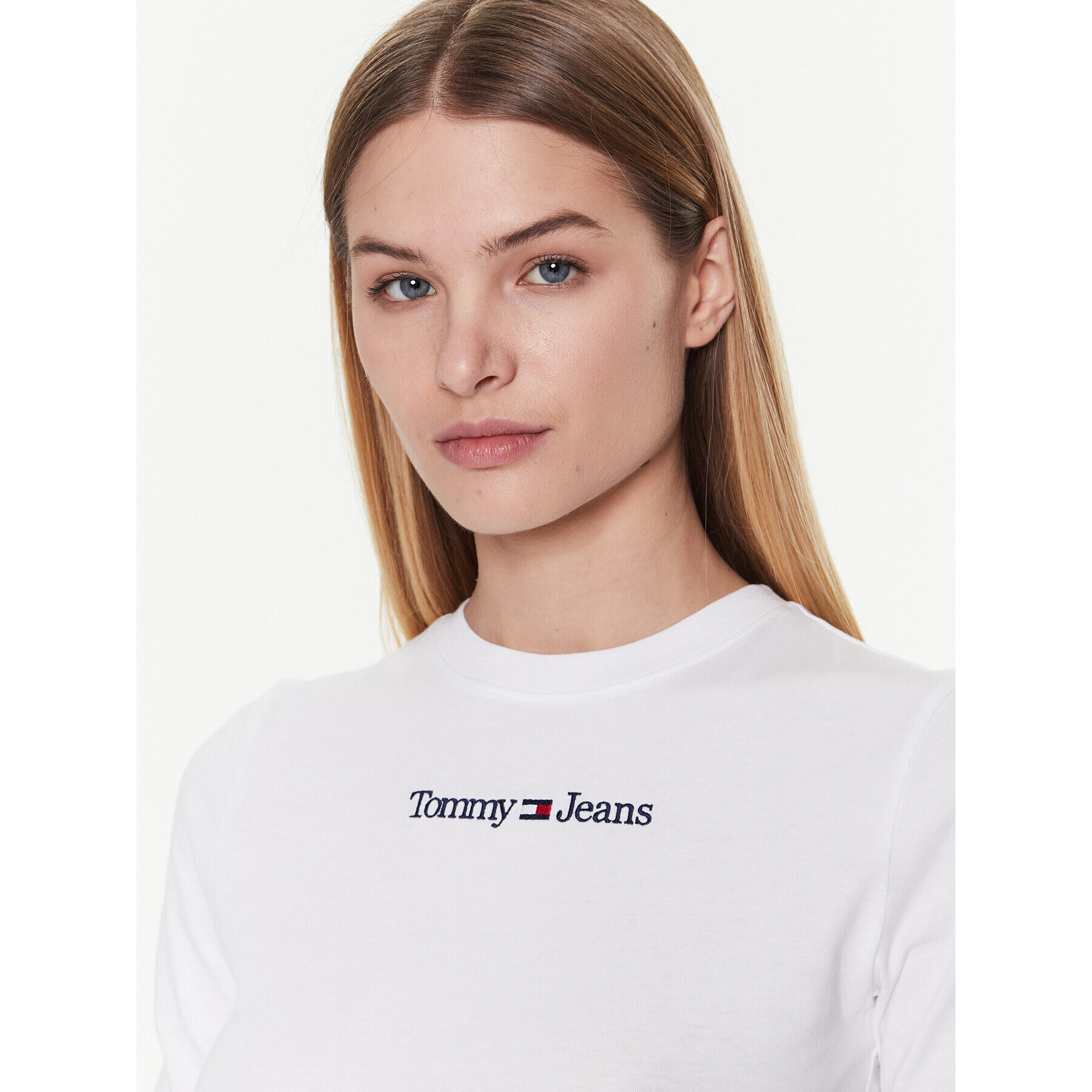 Tommy Jeans Блуза Serif Linear DW0DW14363 Бял Regular Fit - Pepit.bg