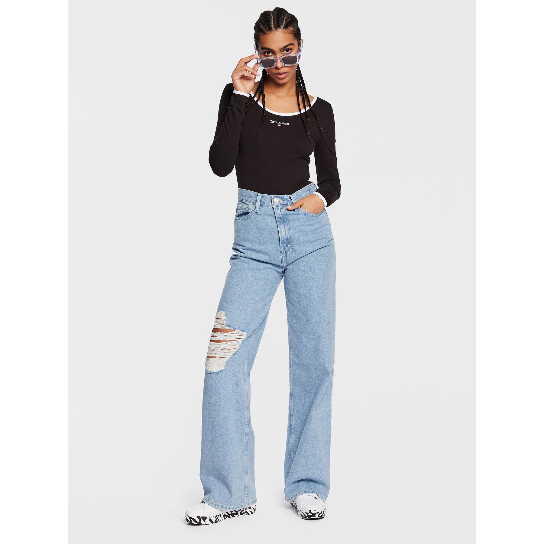 Tommy Jeans Боди Linear DW0DW14887 Черен Slim Fit - Pepit.bg