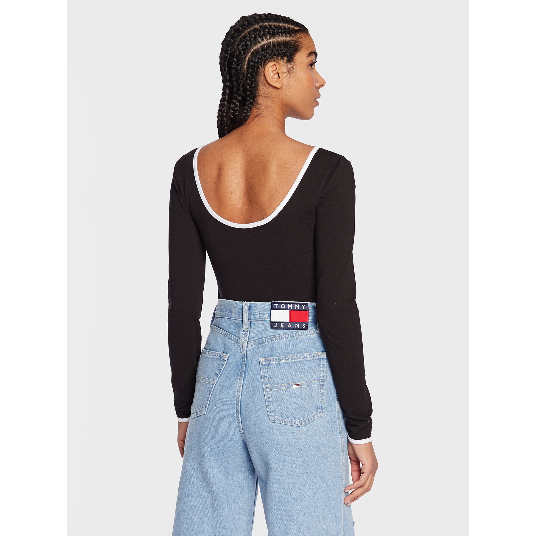 Tommy Jeans Боди Linear DW0DW14887 Черен Slim Fit - Pepit.bg
