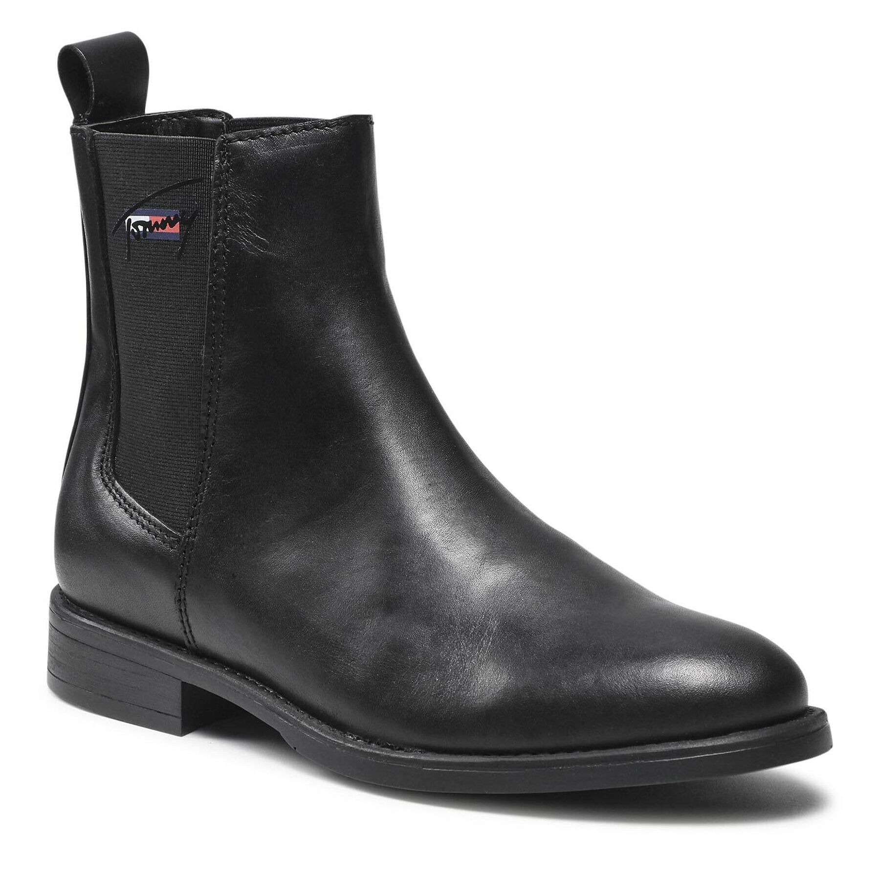 Tommy Jeans Боти тип челси Essemtials Leather Flat Boot EN0EN01518 Черен - Pepit.bg
