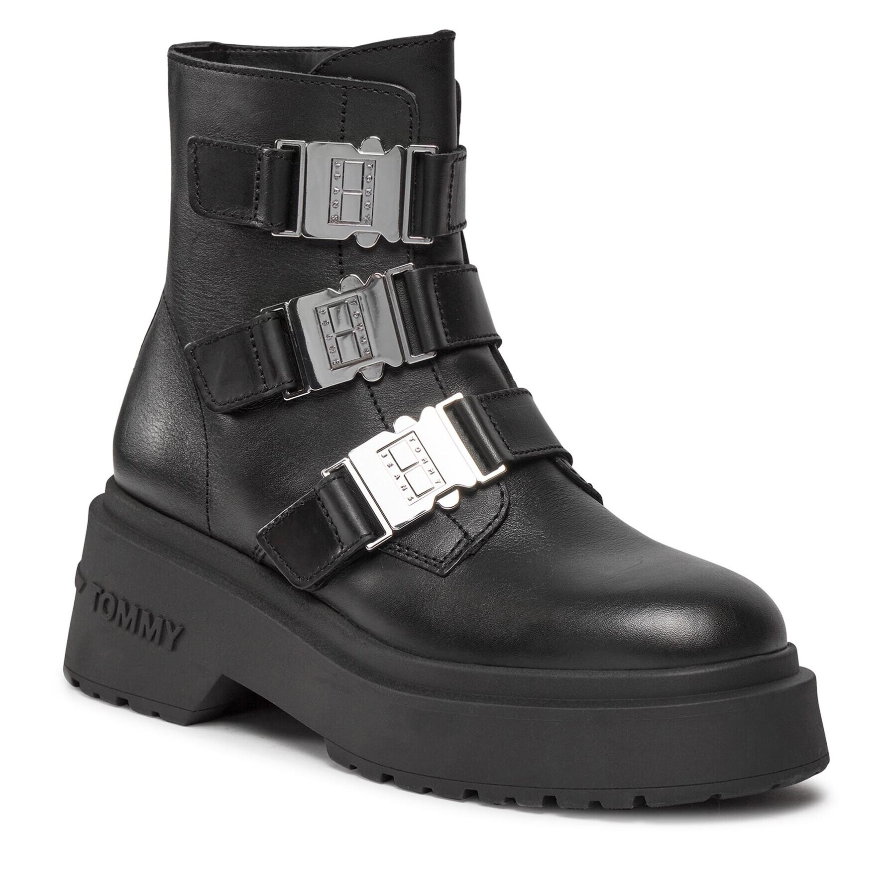 Tommy Jeans Боти Tjw Chunky Boot Hardware EN0EN02443 Черен - Pepit.bg