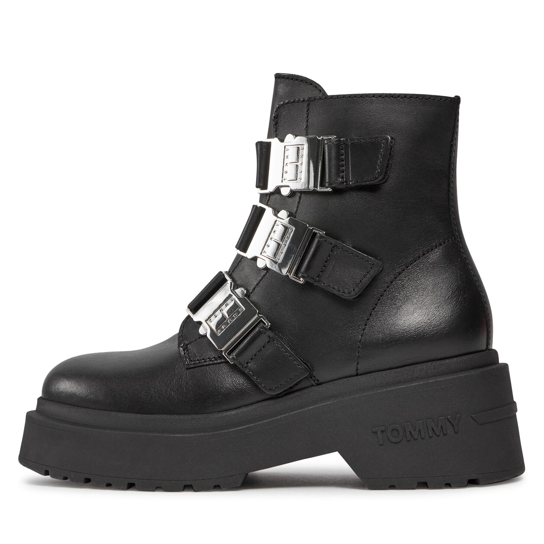 Tommy Jeans Боти Tjw Chunky Boot Hardware EN0EN02443 Черен - Pepit.bg