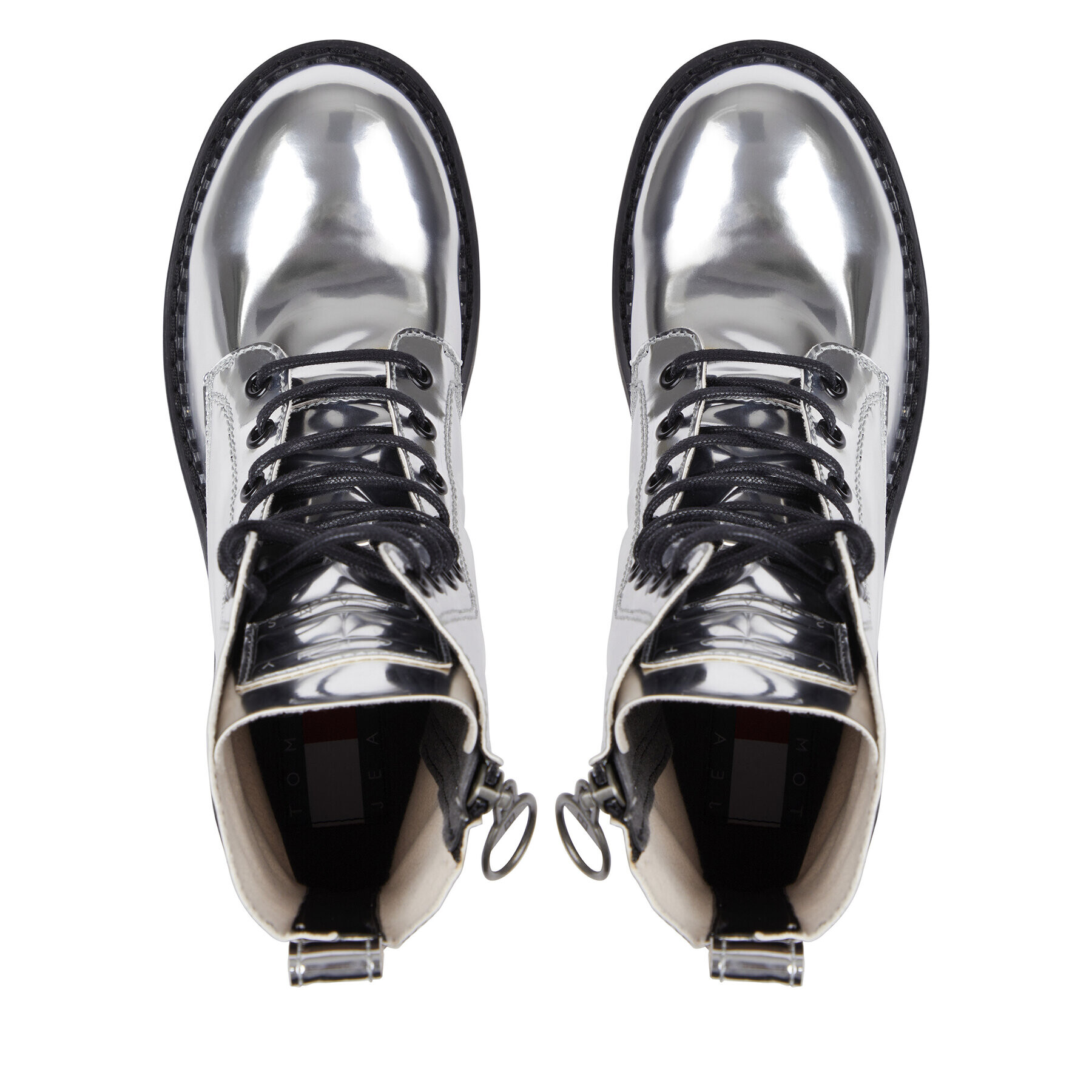 Tommy Jeans Боти Tjw Flatform Zip Up Metallic EN0EN02403 Сив - Pepit.bg