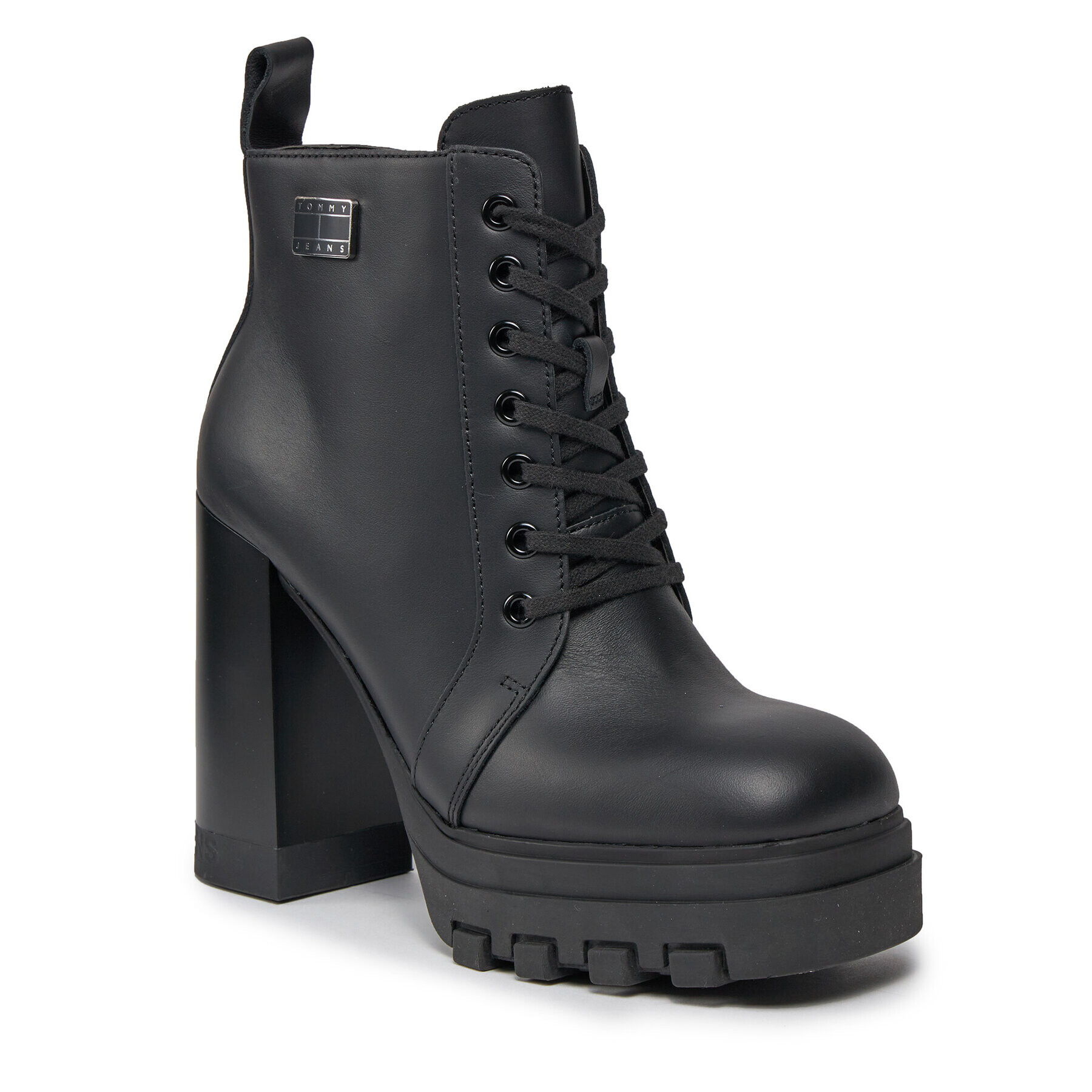 Tommy Jeans Боти Tjw High Heel Lace Up Boot EN0EN02408 Черен - Pepit.bg