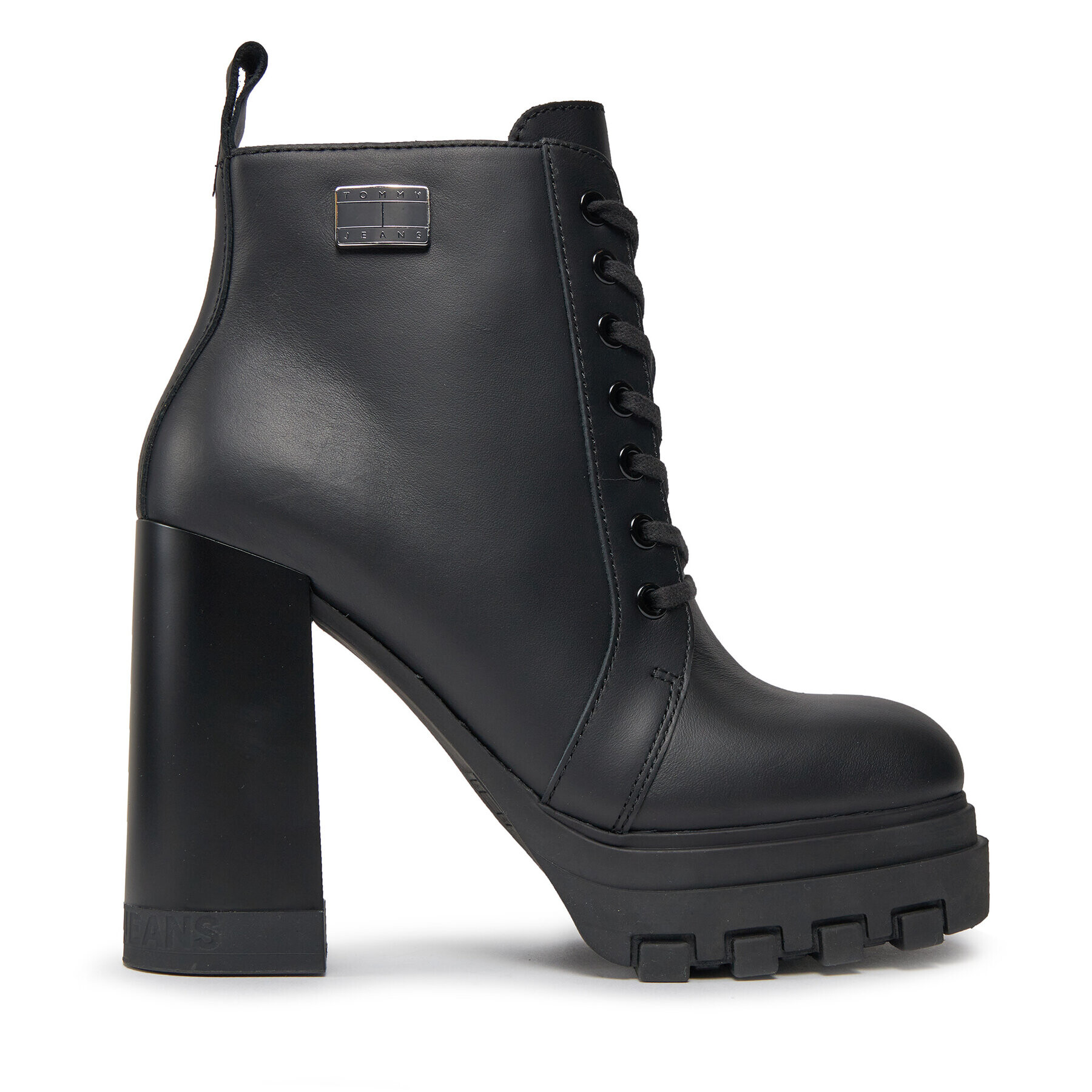 Tommy Jeans Боти Tjw High Heel Lace Up Boot EN0EN02408 Черен - Pepit.bg