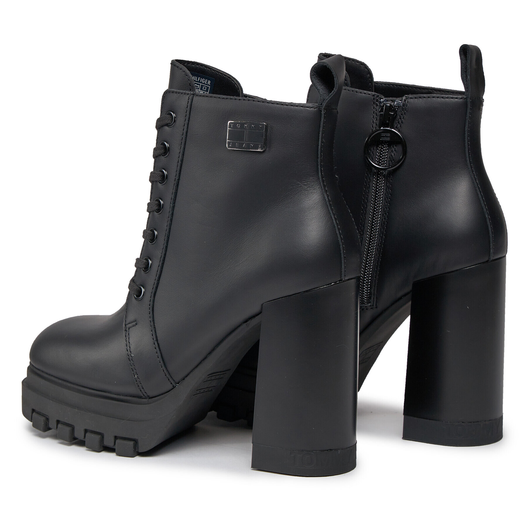 Tommy Jeans Боти Tjw High Heel Lace Up Boot EN0EN02408 Черен - Pepit.bg