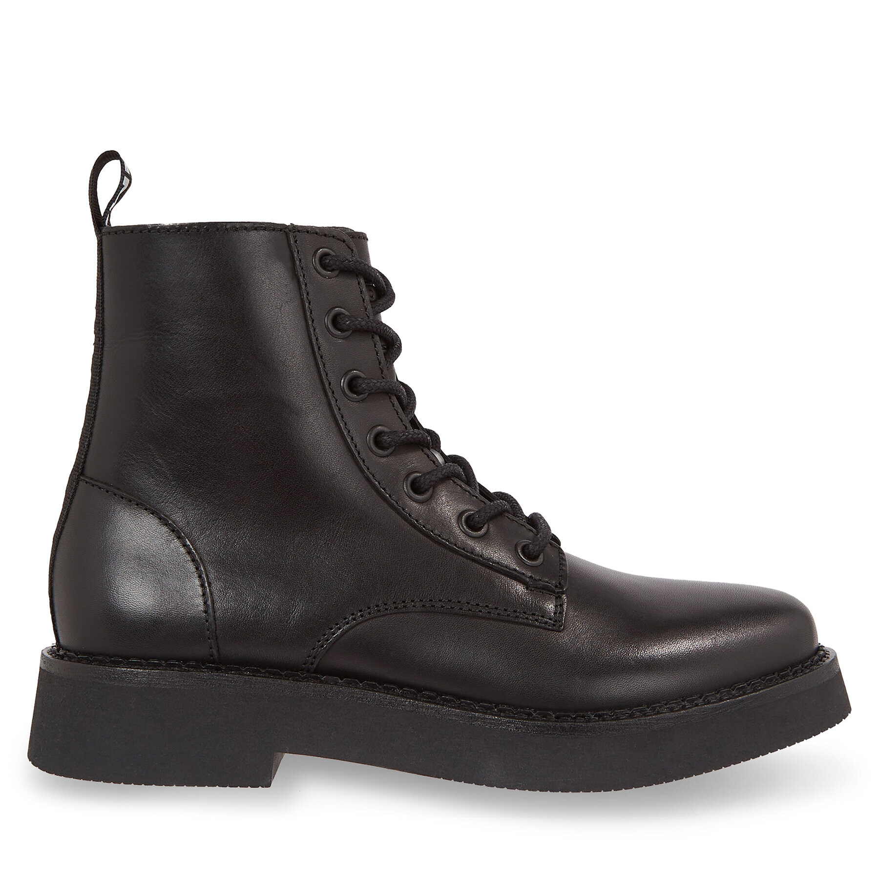 Tommy Jeans Боти Tjw Lace Up Flat Boot EN0EN02310 Черен - Pepit.bg