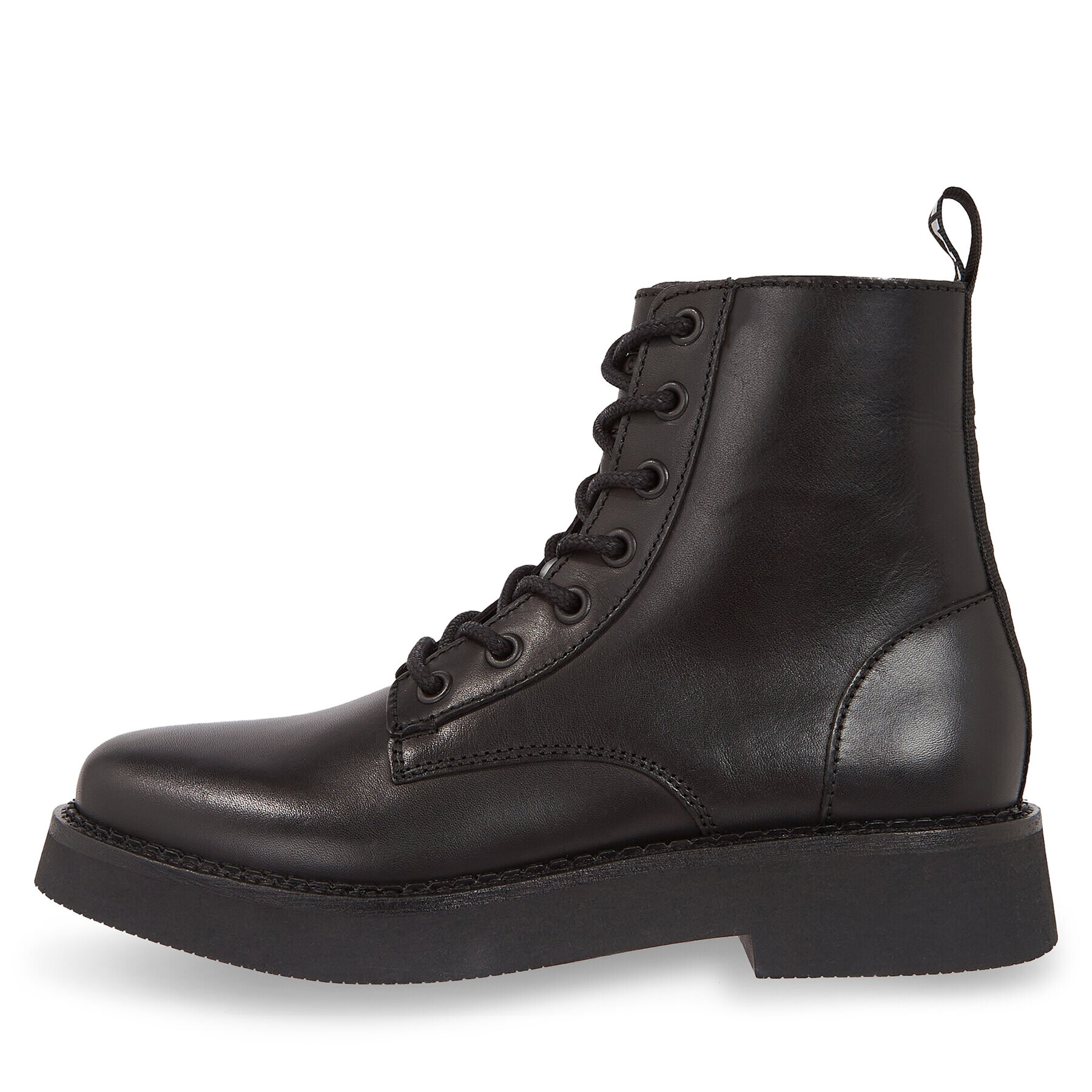 Tommy Jeans Боти Tjw Lace Up Flat Boot EN0EN02310 Черен - Pepit.bg