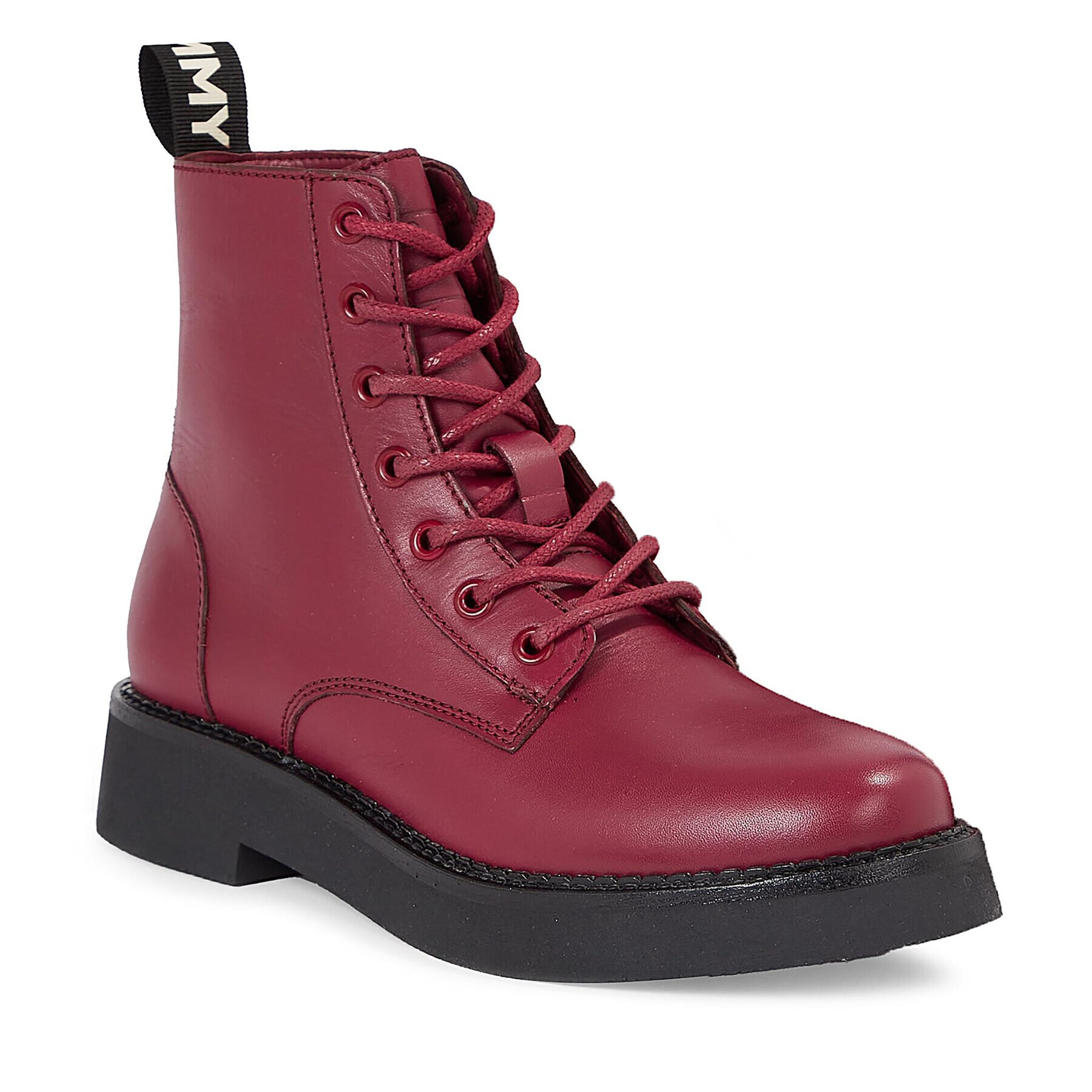 Tommy Jeans Боти Tjw Lace Up Flat Boot EN0EN02310 Червен - Pepit.bg