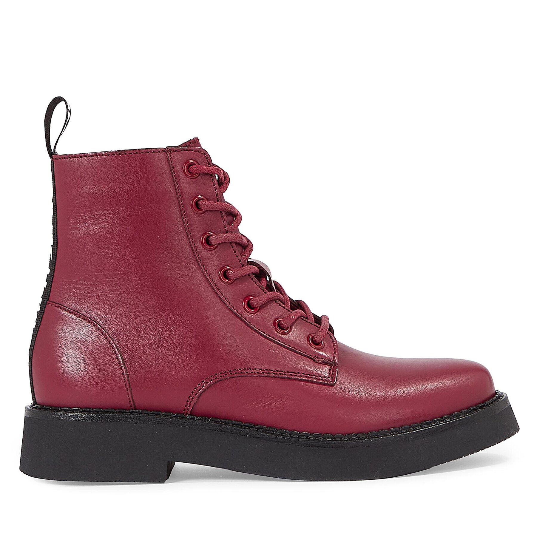 Tommy Jeans Боти Tjw Lace Up Flat Boot EN0EN02310 Червен - Pepit.bg