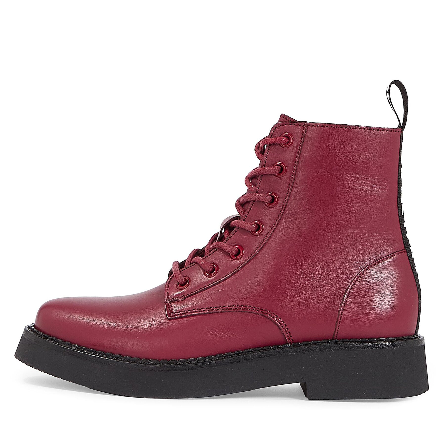 Tommy Jeans Боти Tjw Lace Up Flat Boot EN0EN02310 Червен - Pepit.bg