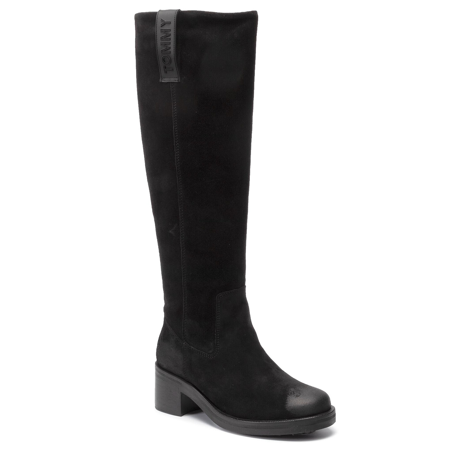 Tommy Jeans Ботуши Pin Logo Long Biker Boot EN0EN00676 Черен - Pepit.bg