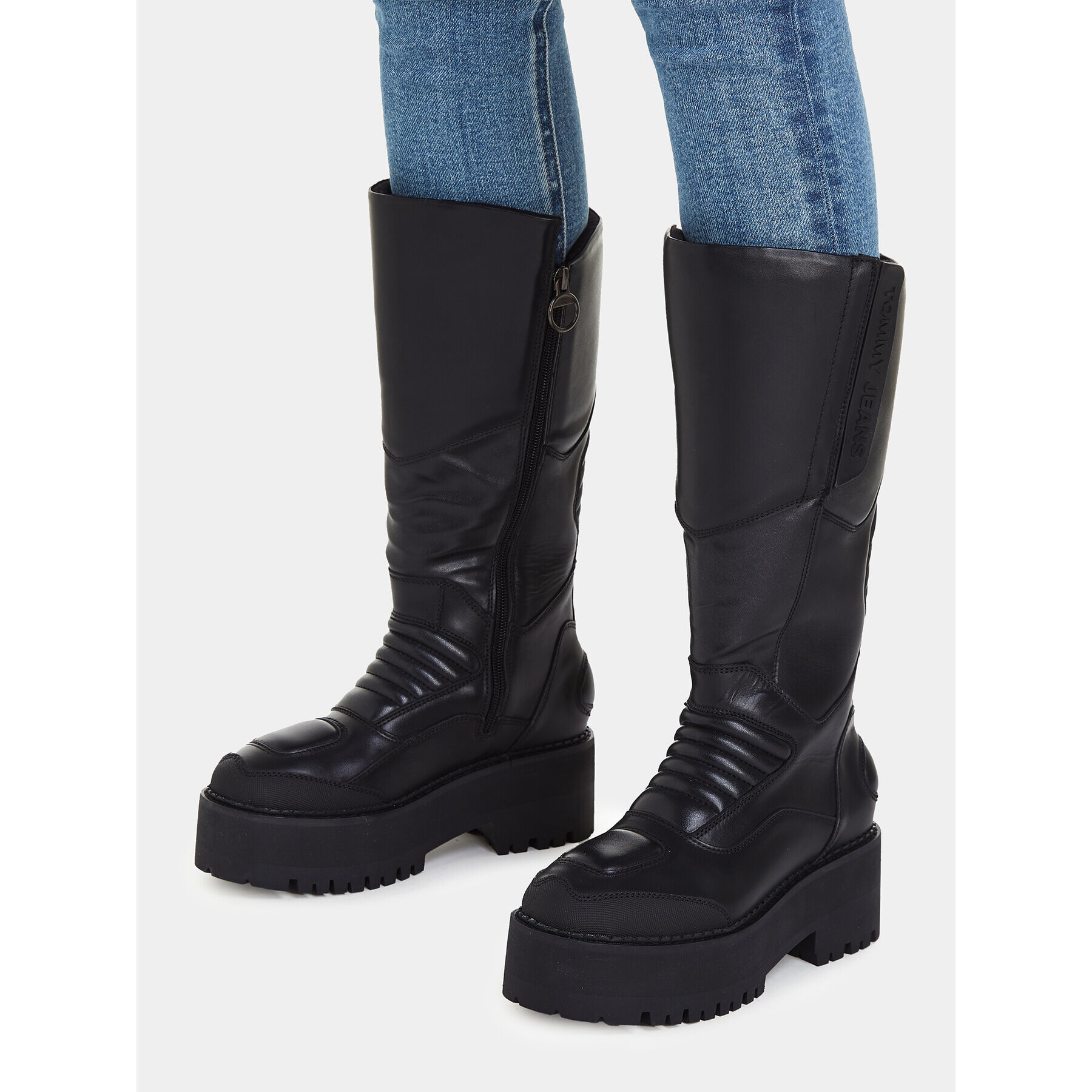 Tommy Jeans Ботуши Tjw Long Shaft Biker Boot EN0EN02376 Черен - Pepit.bg