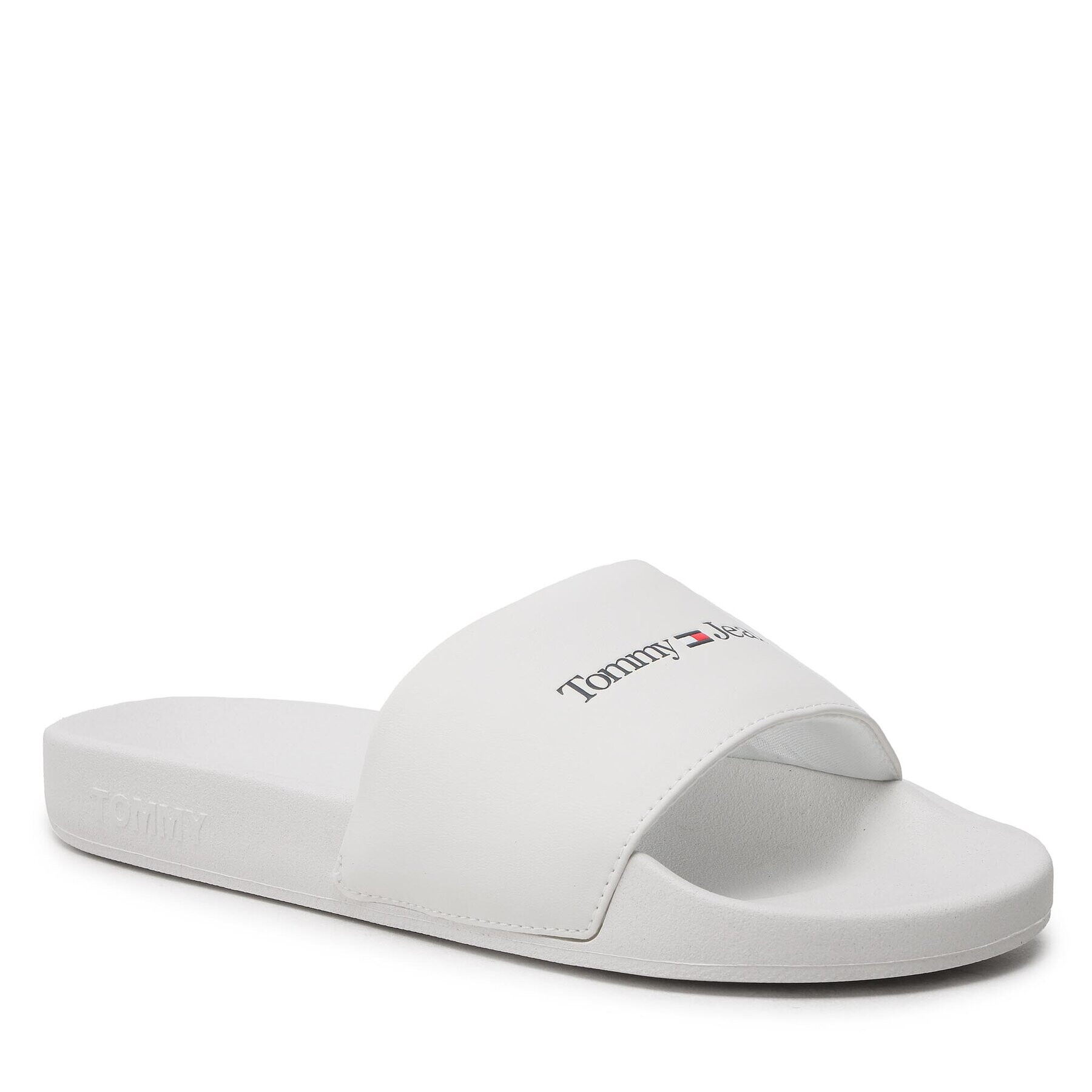 Tommy Jeans Чехли Printed Pu Pool Sld EN0EN02107 Бял - Pepit.bg