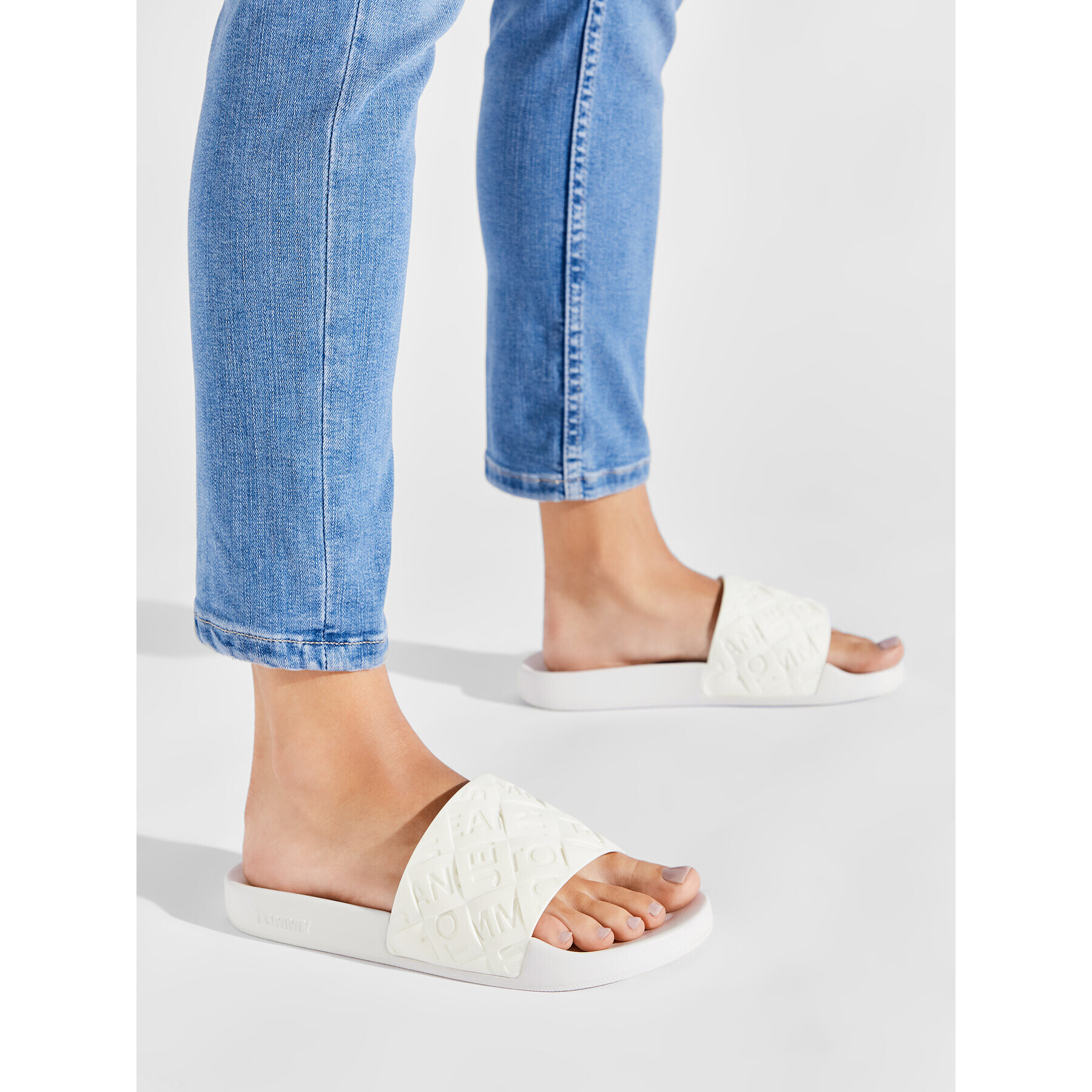 Tommy Jeans Чехли Woven Pool Slide EN0EN01857 Бял - Pepit.bg