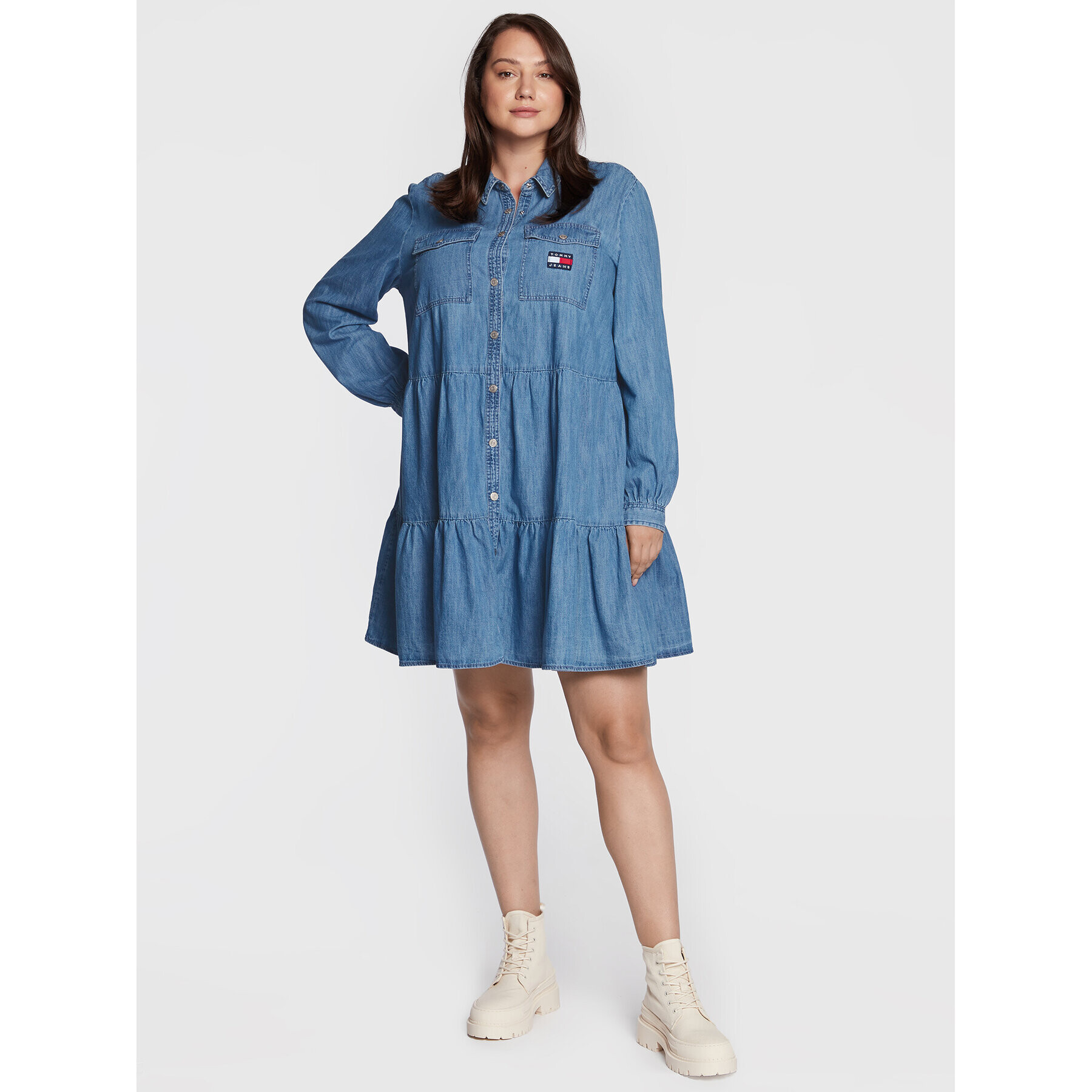 Tommy Jeans Curve Дънкова рокля DW0DW12984 Син Regular Fit - Pepit.bg