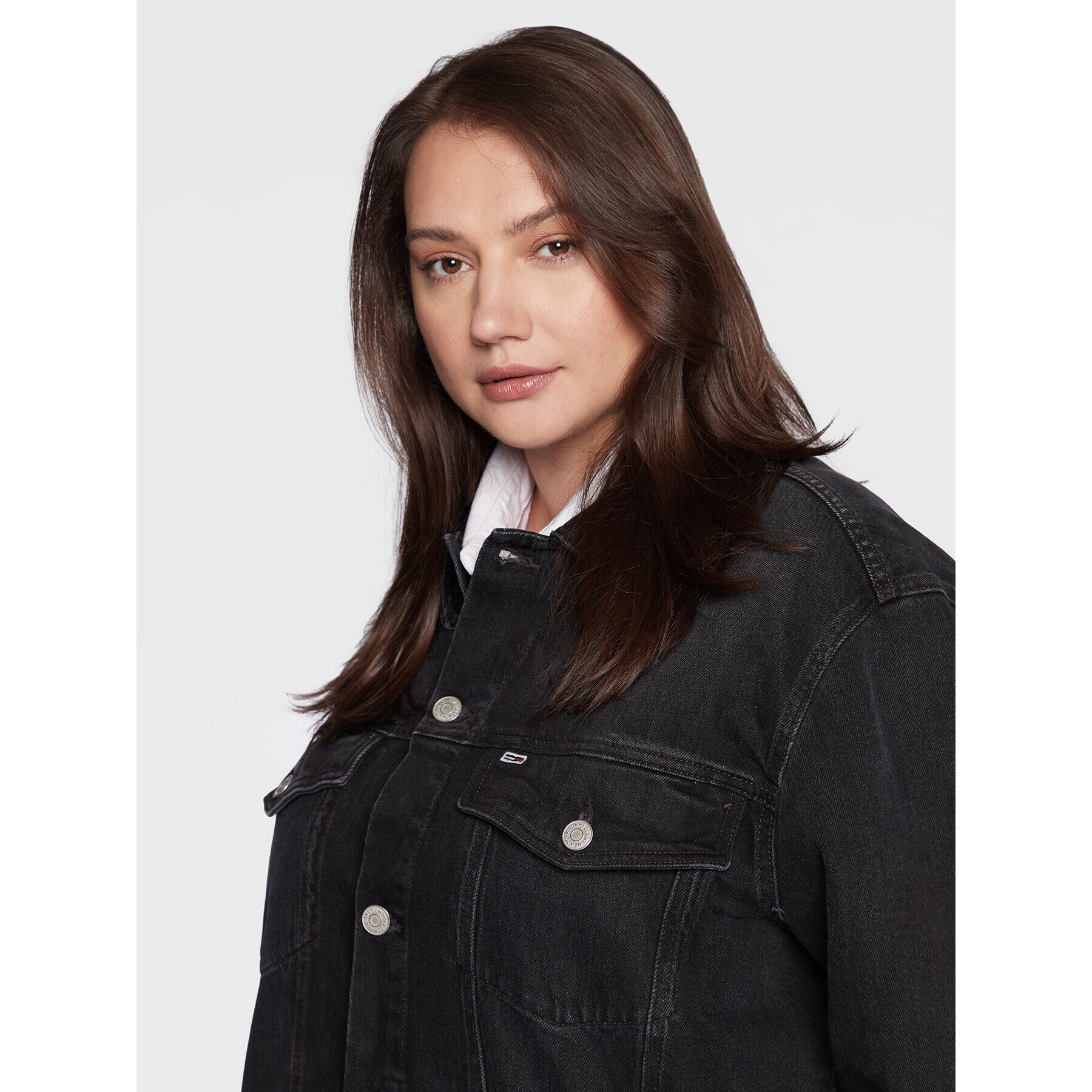 Tommy Jeans Curve Дънково яке DW0DW13395 Черен Oversize - Pepit.bg