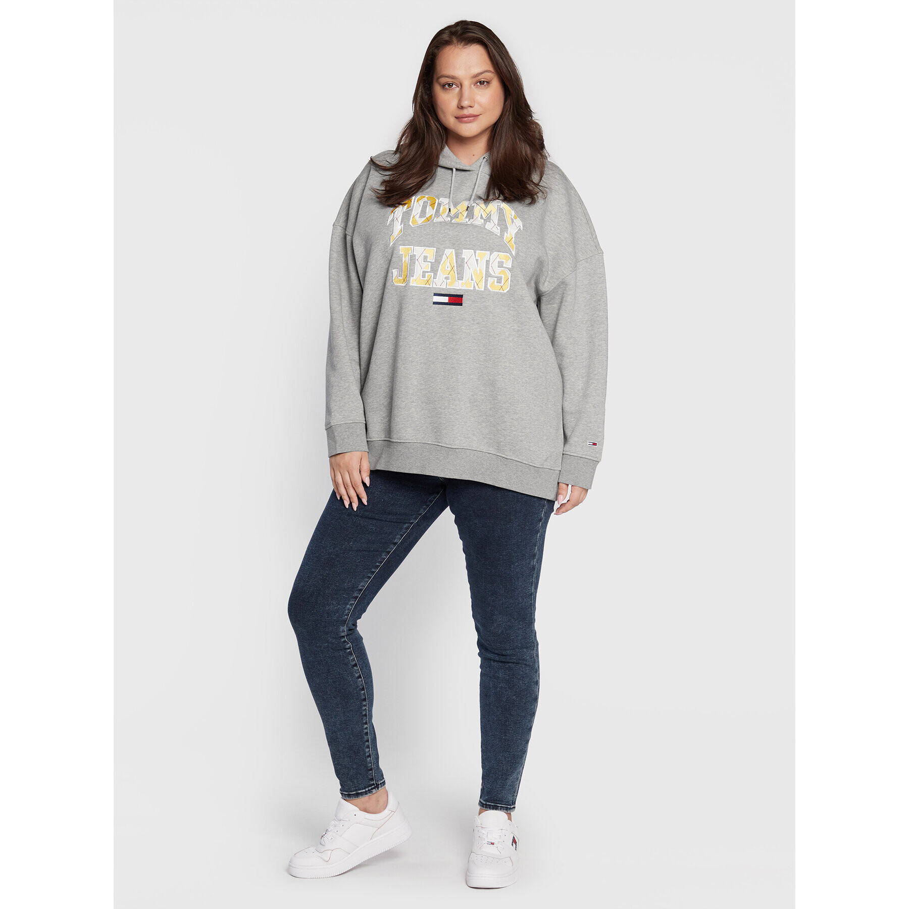 Tommy Jeans Curve Суитшърт College Argyle DW0DW12053 Сив Oversize - Pepit.bg