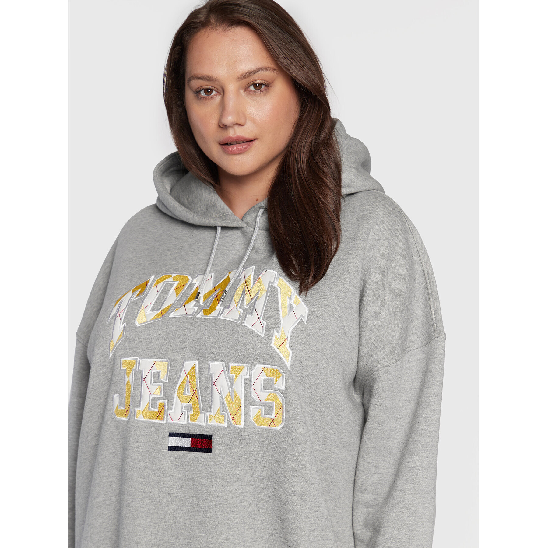 Tommy Jeans Curve Суитшърт College Argyle DW0DW12053 Сив Oversize - Pepit.bg