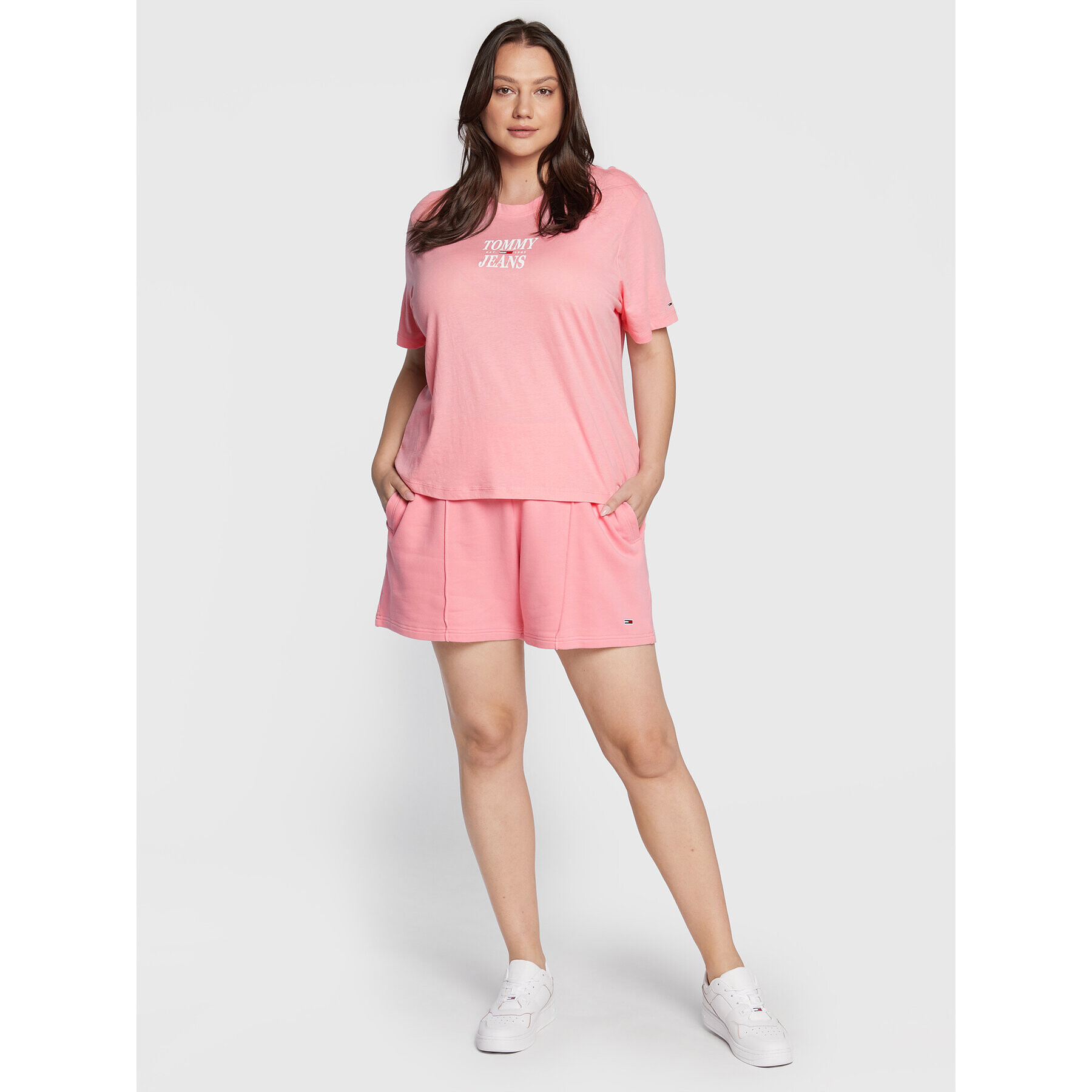 Tommy Jeans Curve Тишърт Essential DW0DW12996 Розов Regular Fit - Pepit.bg