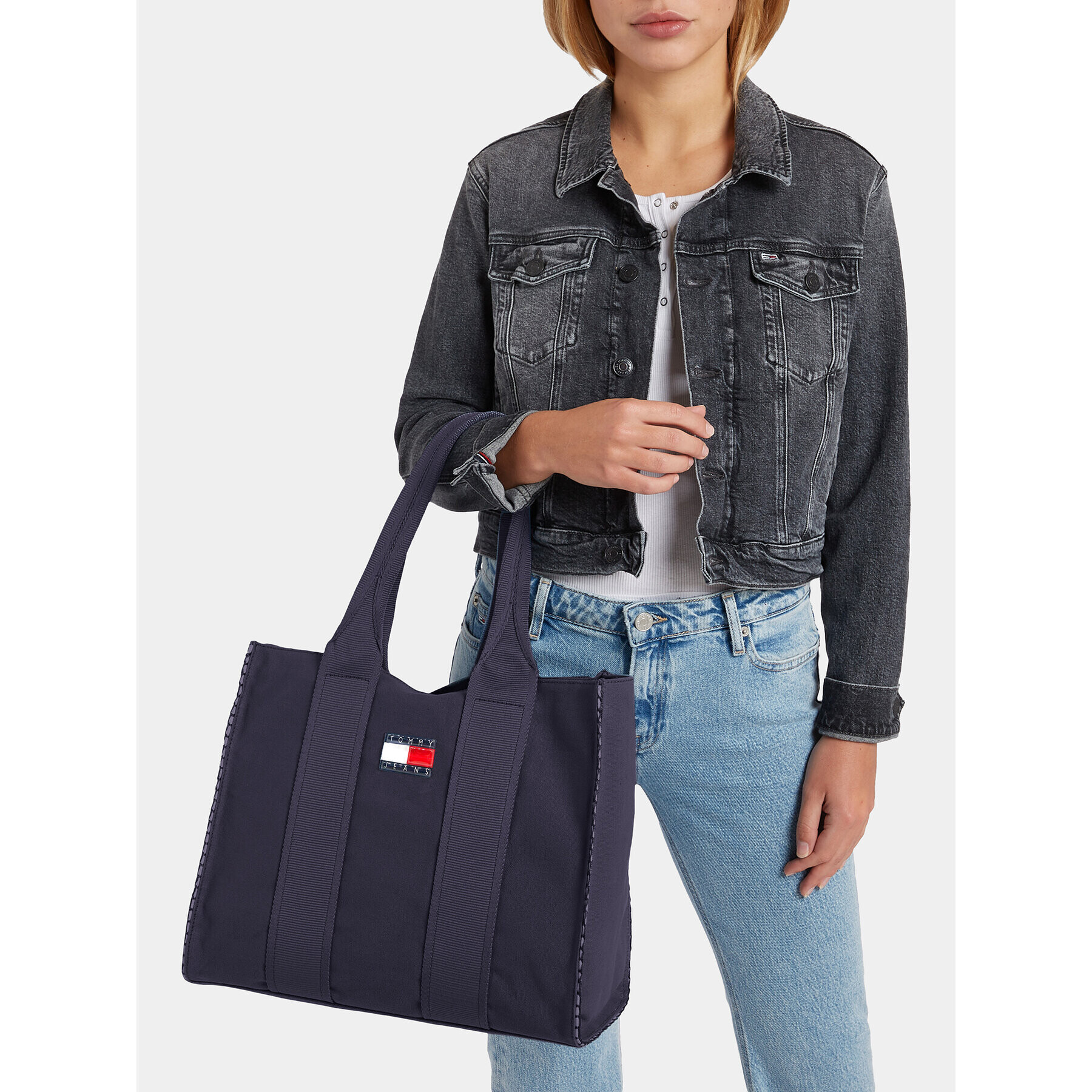 Tommy Jeans Дамска чанта Tjm Summer Vacation Tote Denim AW0AW14969 Тъмносин - Pepit.bg