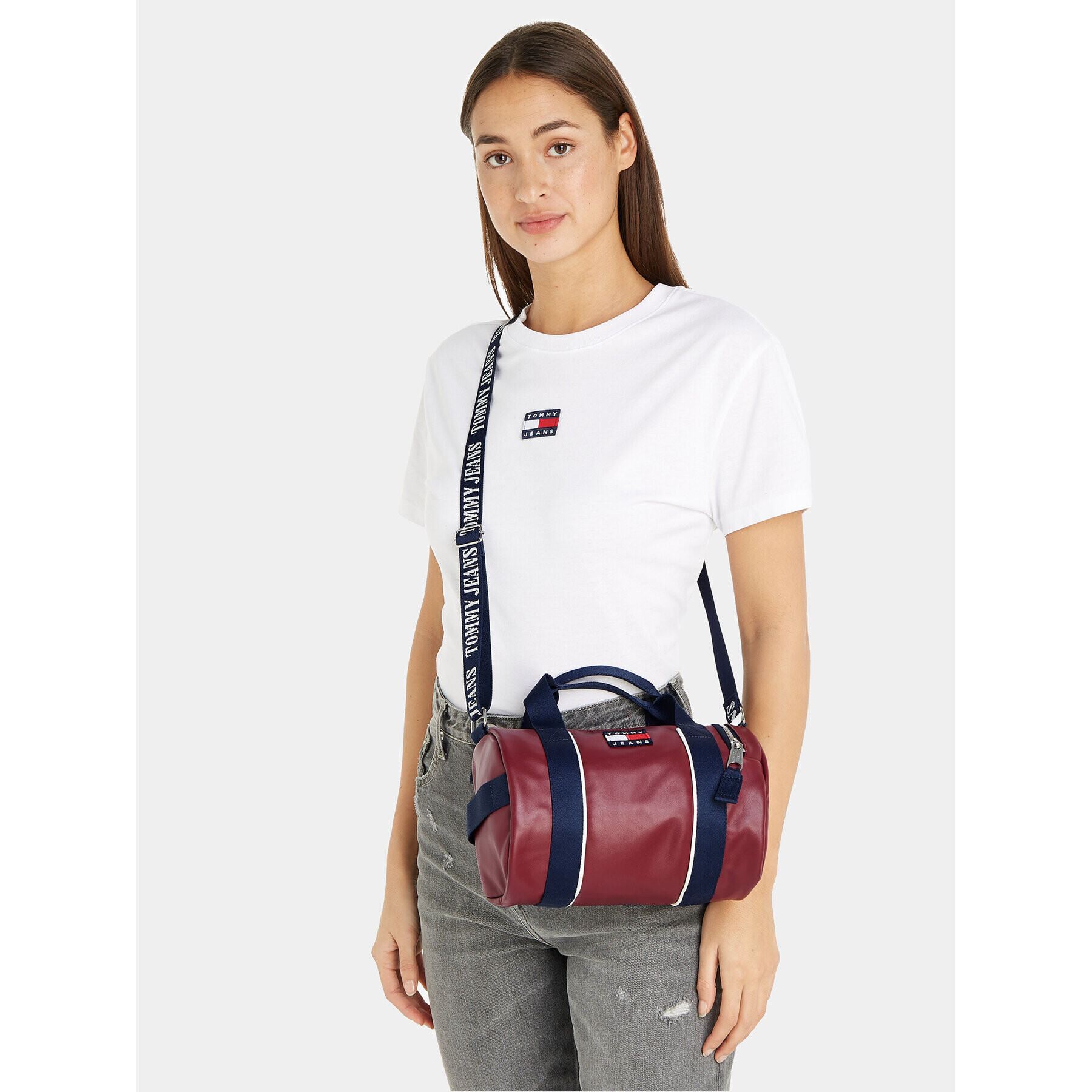 Tommy Jeans Дамска чанта Tjw Heritage Barrel Bag AW0AW15431 Син - Pepit.bg