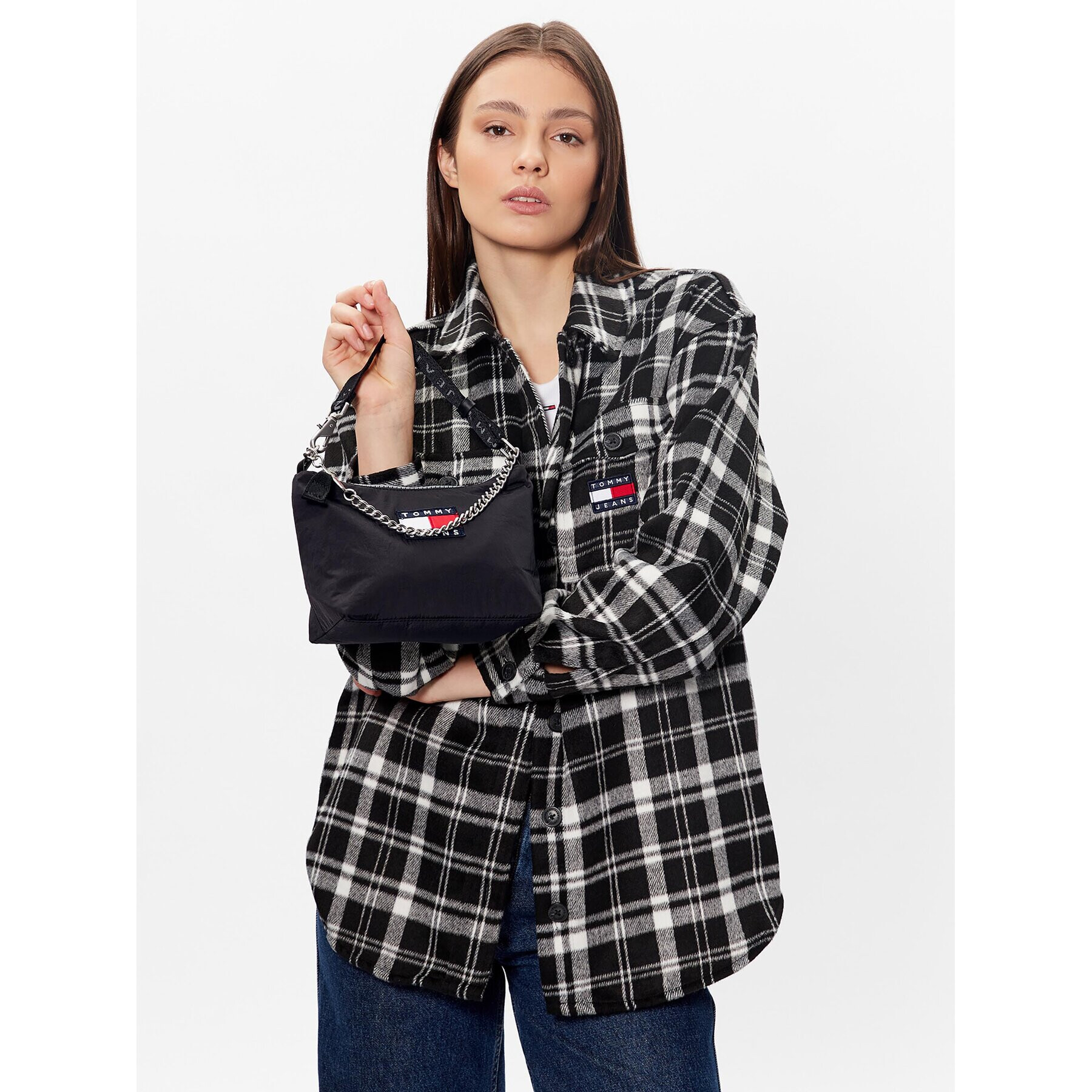 Tommy Jeans Дамска чанта Tjw Heritage Shoulder Bag AW0AW14112 Черен - Pepit.bg