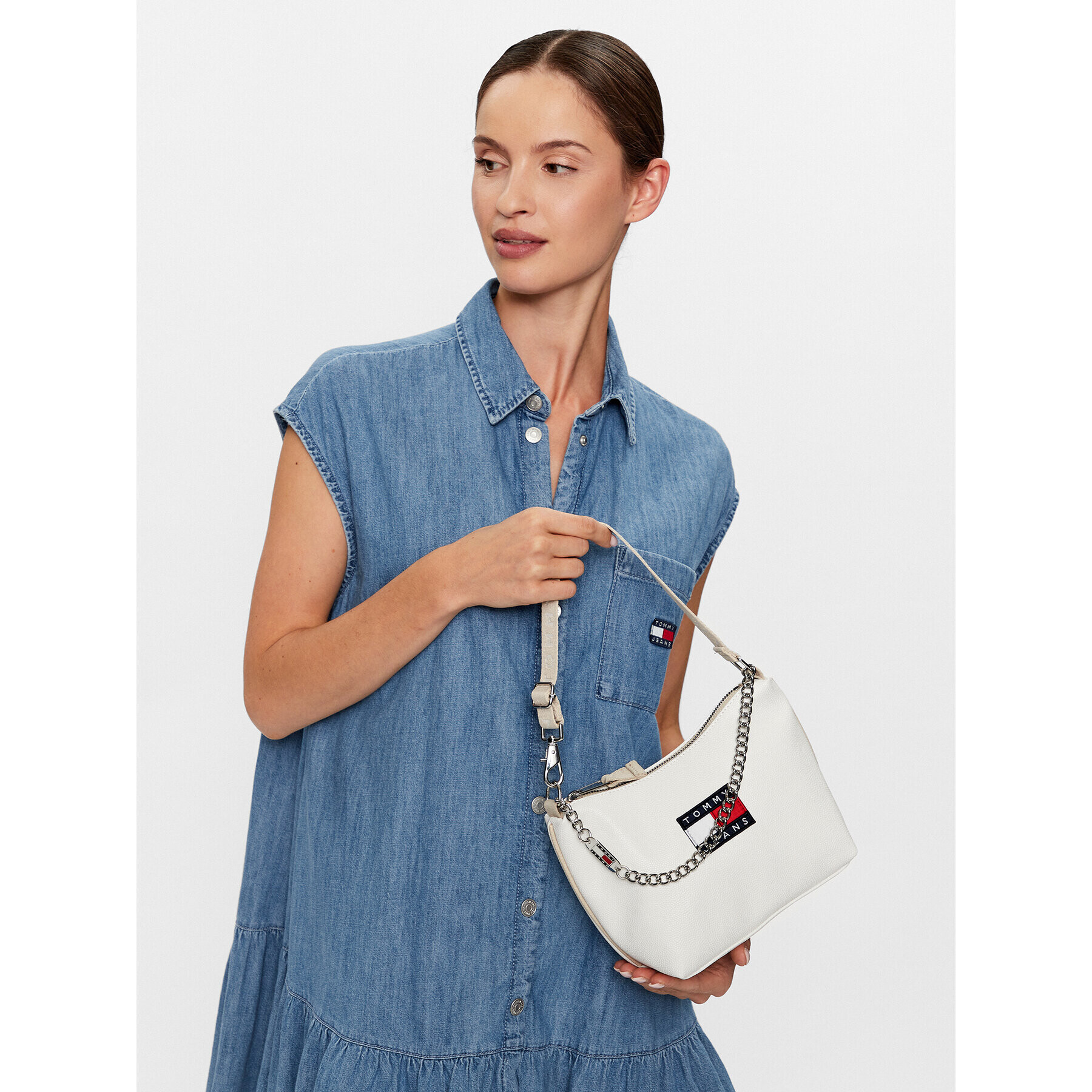 Tommy Jeans Дамска чанта Tjw Heritage Shoulder Bag AW0AW14570 Бял - Pepit.bg