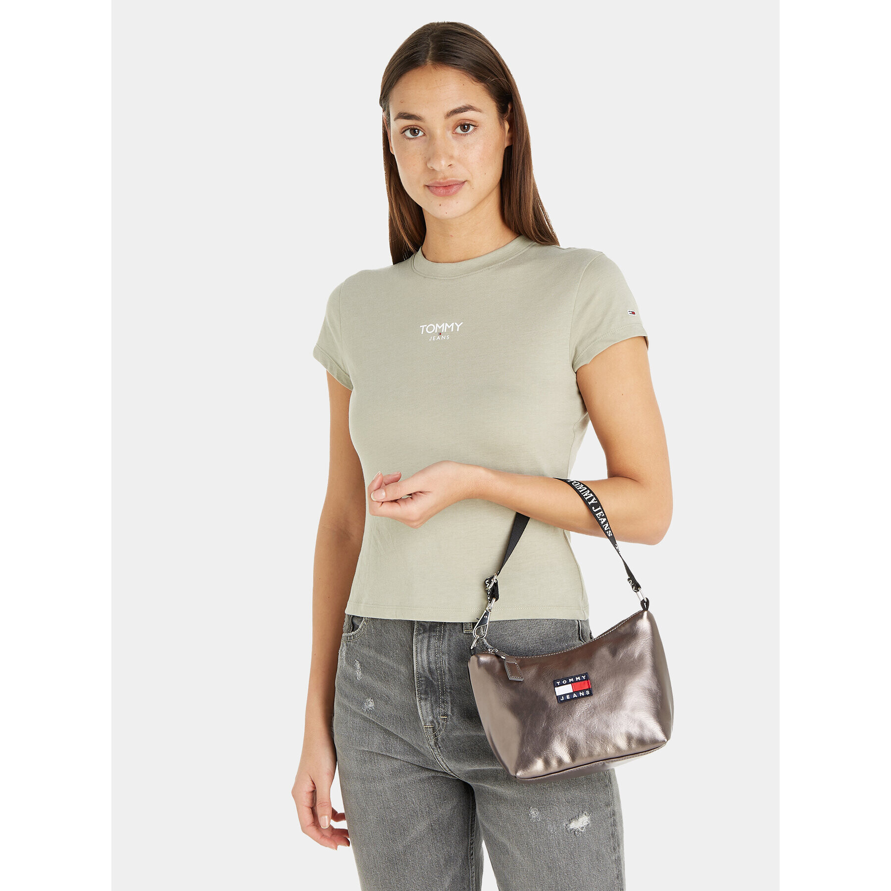 Tommy Jeans Дамска чанта Tjw Heritage Shoulder Bag Metal AW0AW15436 Сив - Pepit.bg