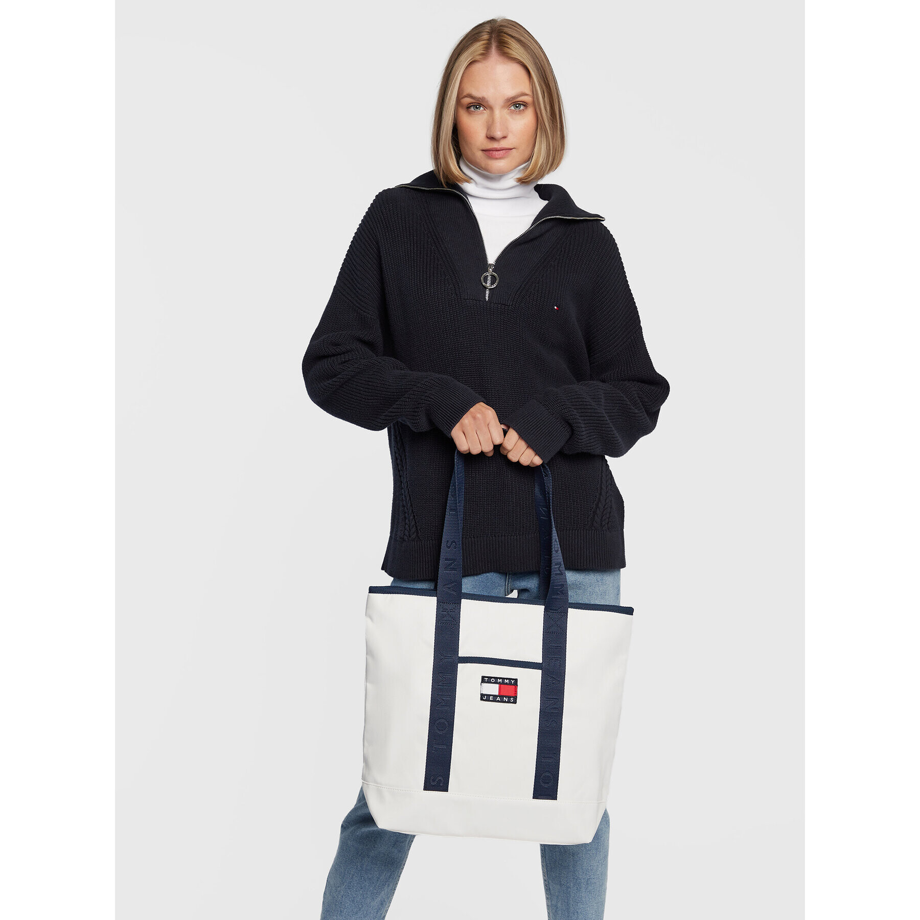 Tommy Jeans Дамска чанта Tjw Heritage Tote AW0AW11841 Бял - Pepit.bg