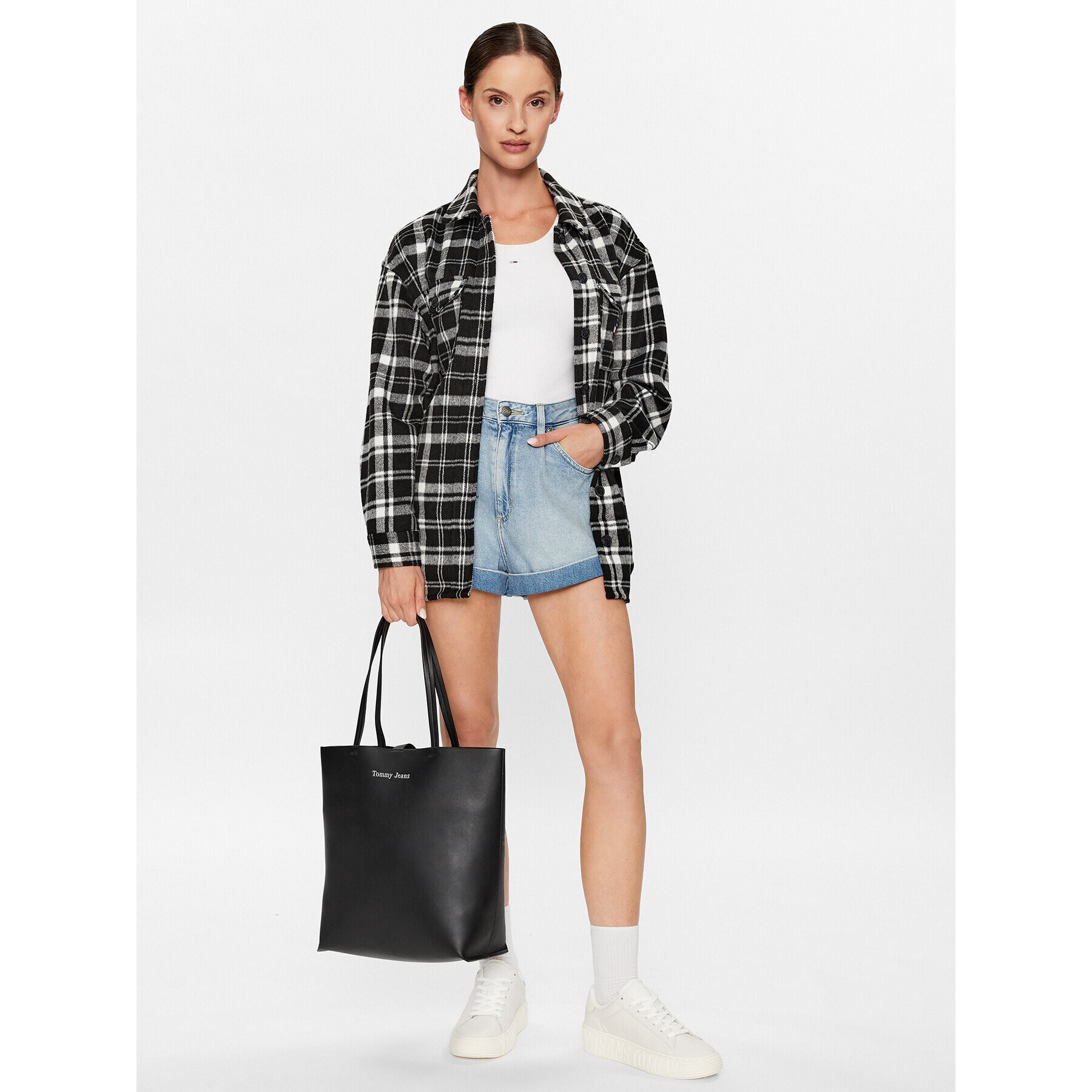 Tommy Jeans Дамска чанта Tjw Must North South Tote AW0AW14956 Черен - Pepit.bg