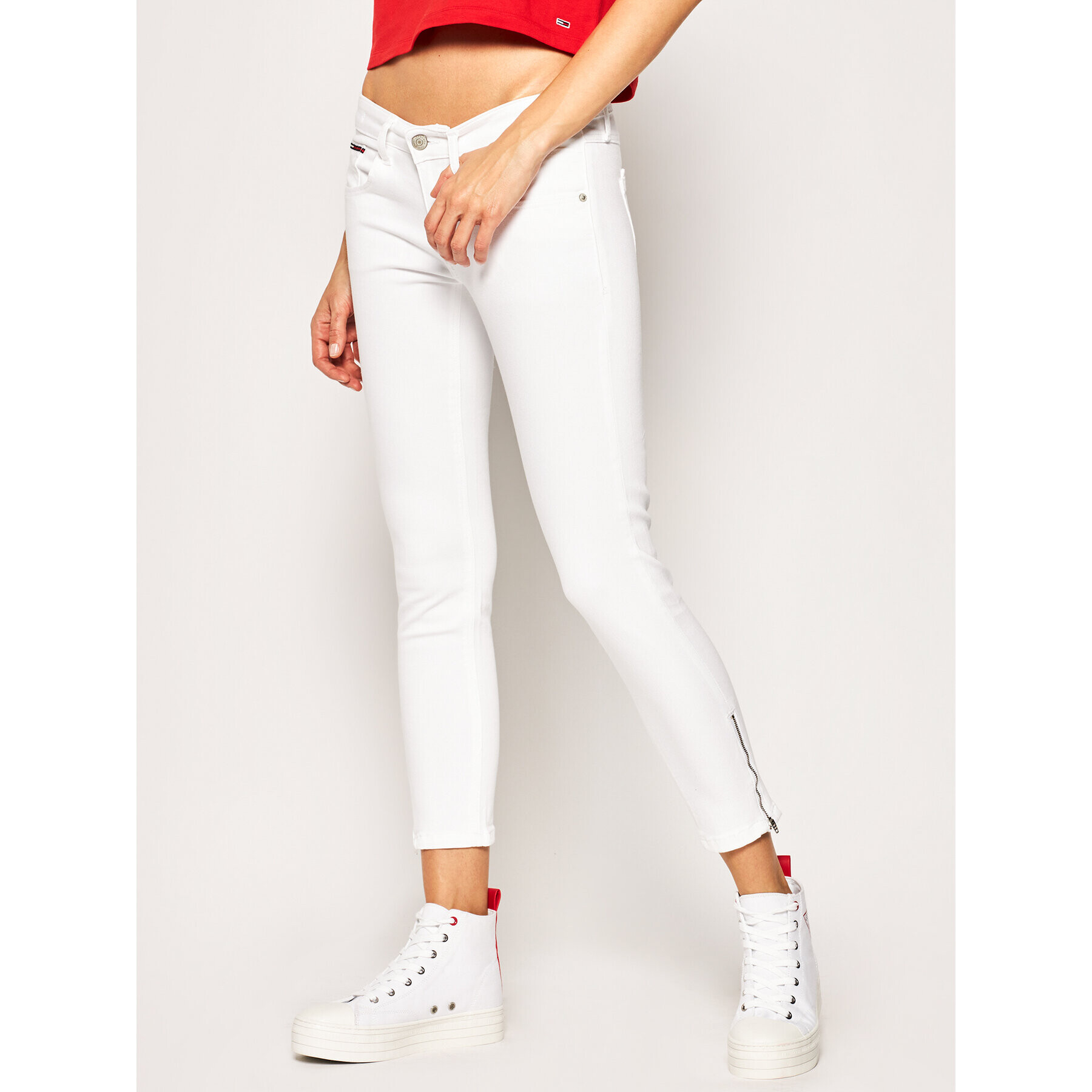 Tommy Jeans Дънки Skinny Fit Scarlett Ankle Zip DW0DW08084 Бял Skinny Fit - Pepit.bg