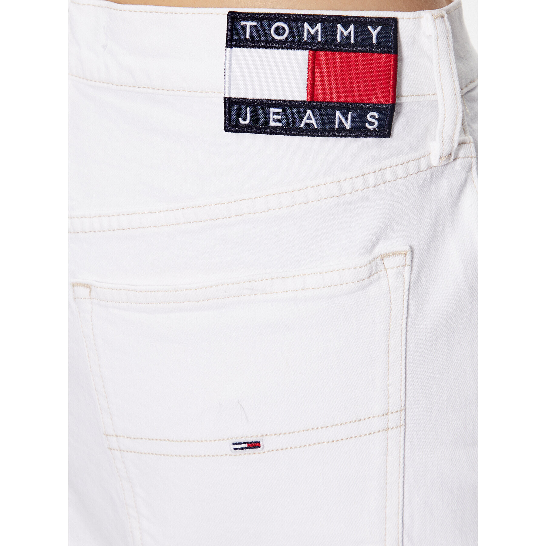 Tommy Jeans Дънкова пола Izzie DW0DW15629 Бял Regular Fit - Pepit.bg