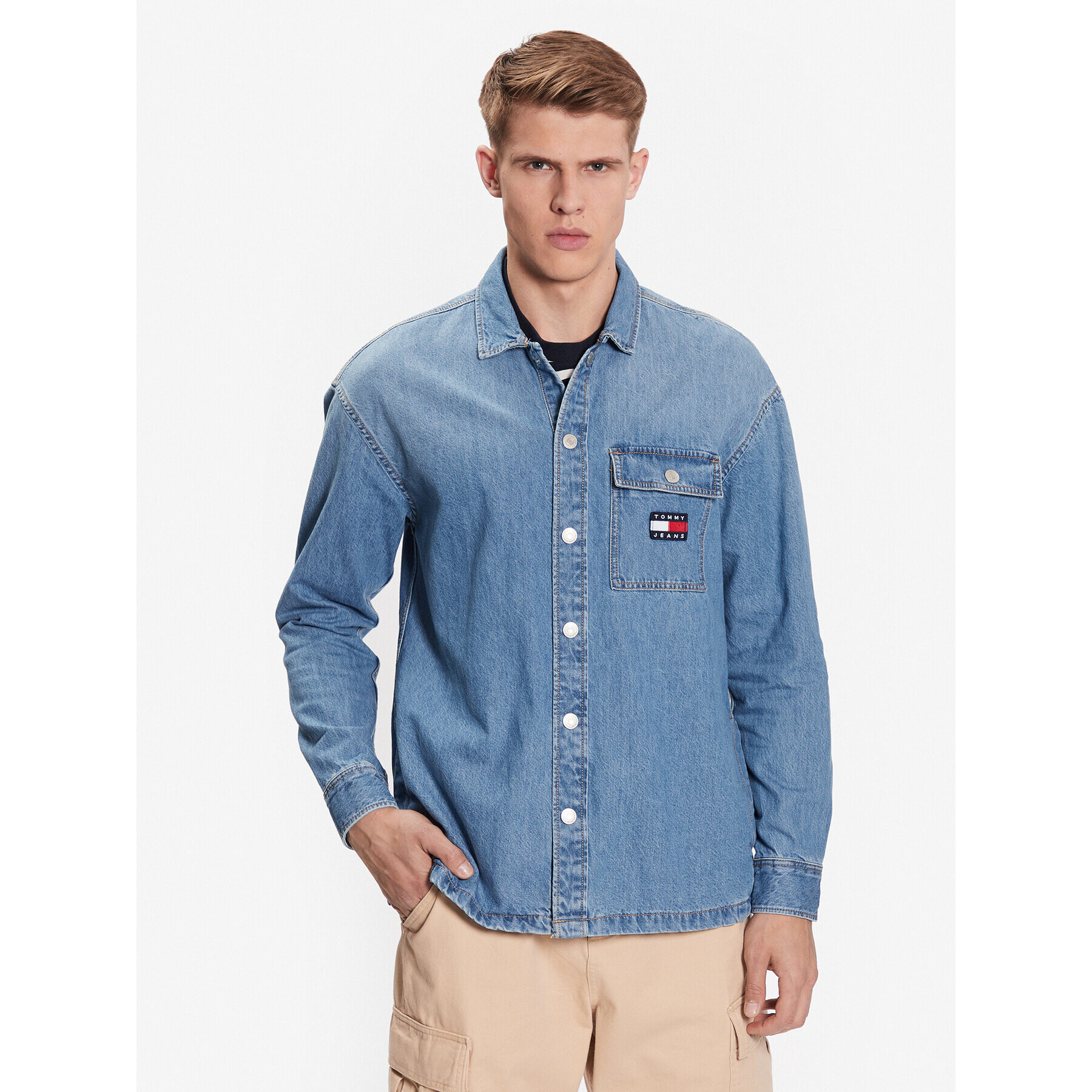 Tommy Jeans дънкова риза Classic DM0DM16598 Тъмносин Overshirt Fit - Pepit.bg