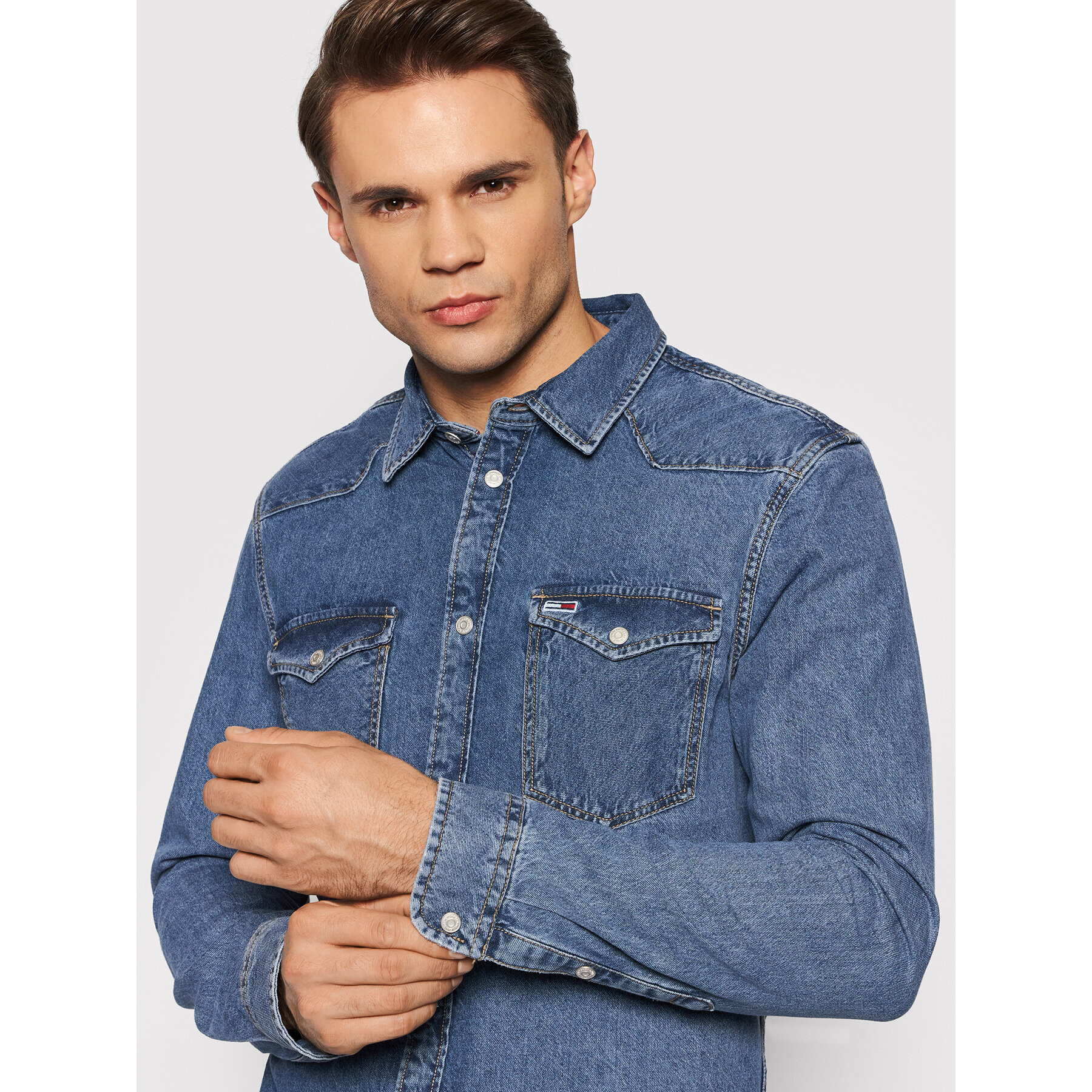 Tommy Jeans дънкова риза Western DM0DM11860 Син Regular Fit - Pepit.bg